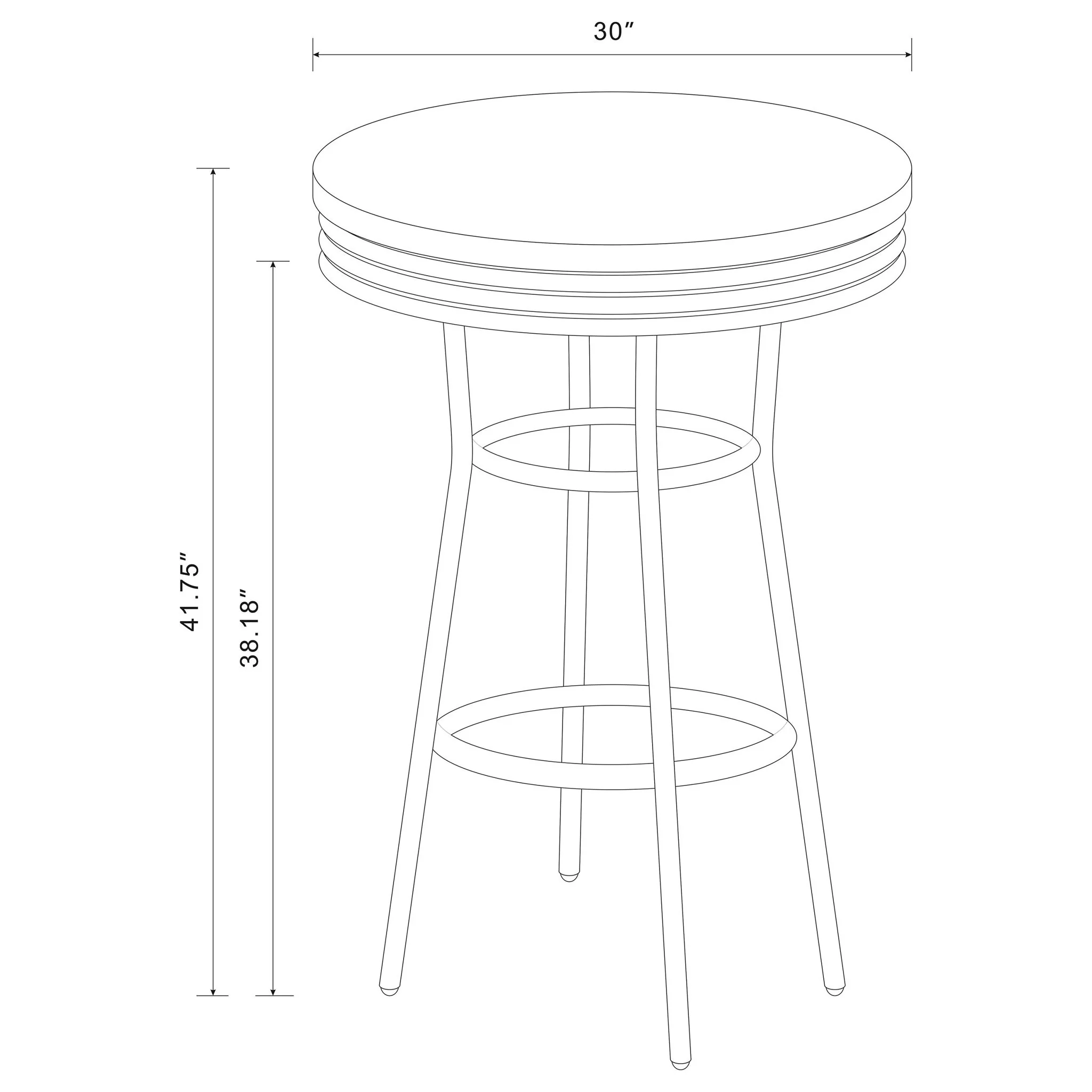 Retro Round 30-inch 1950's Bistro Pub Height Bar Table Black - Image 2