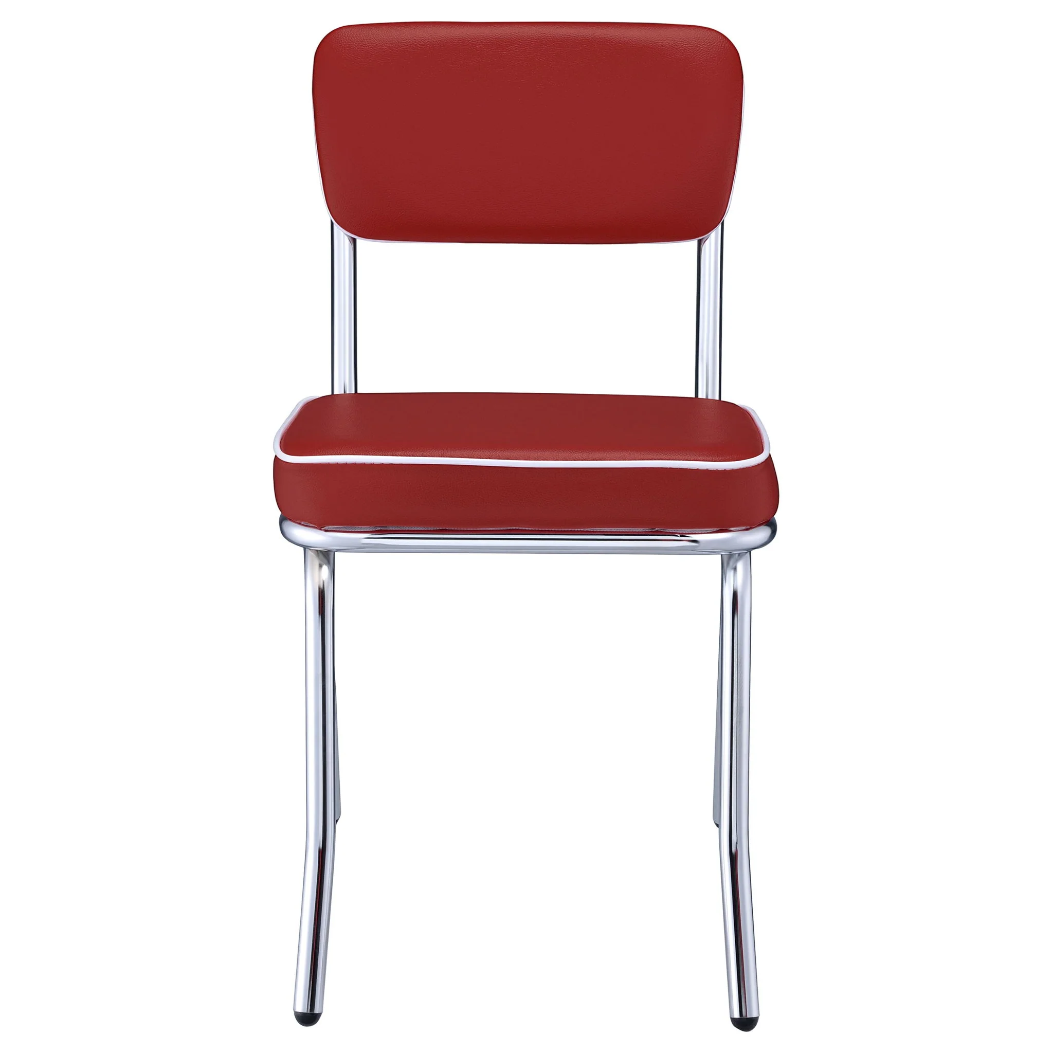 Retro Upholstered Dining Side Chair Red (Set of 2) - Image 3