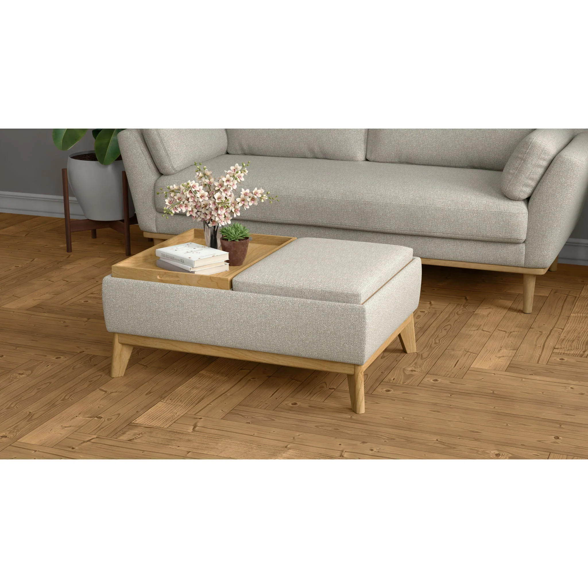 Reversible Tray Ottoman - Tan - Image 3
