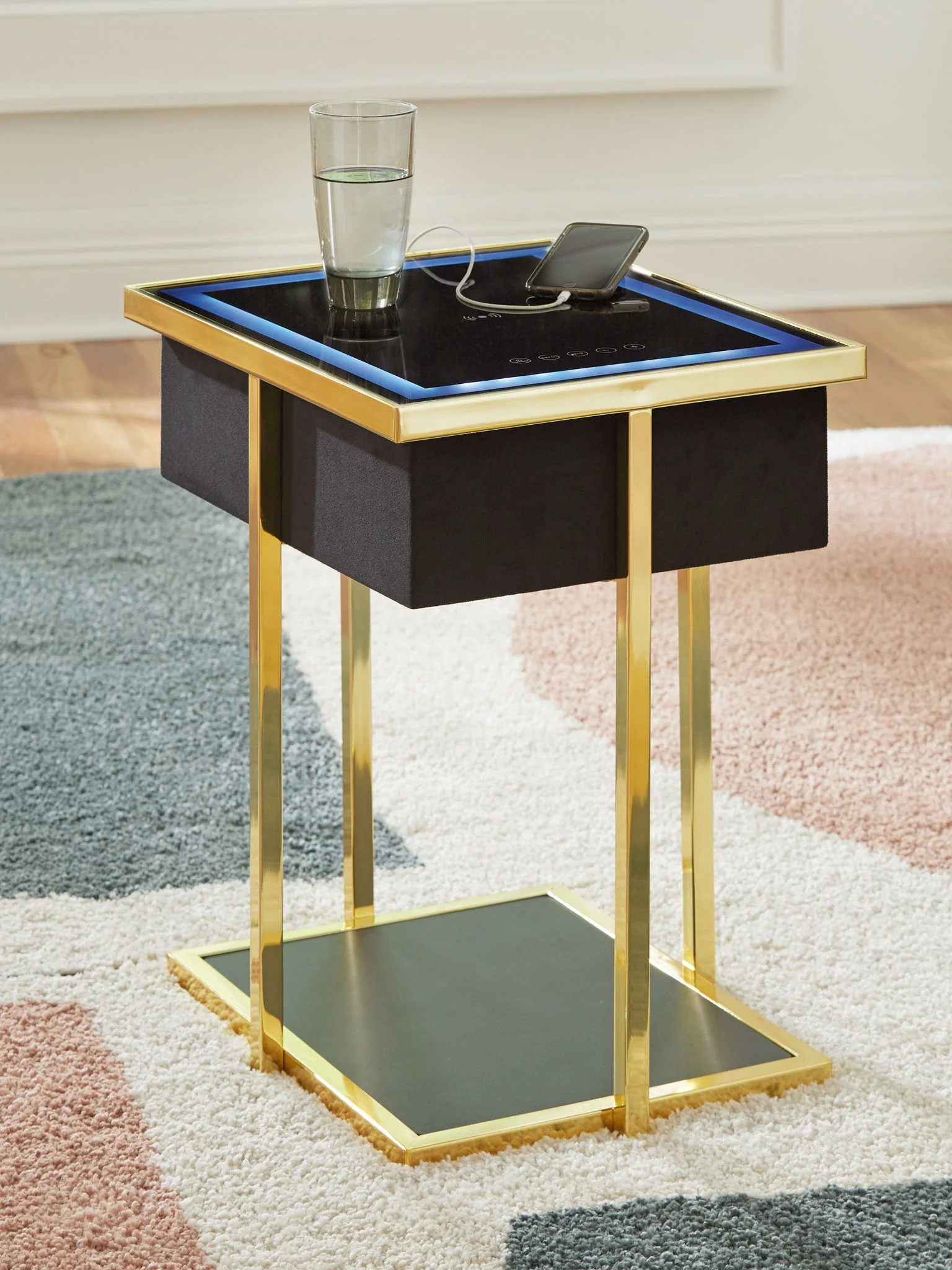 Rexwell - Accent Table With Speaker - Black / Gold Finish - Image 3