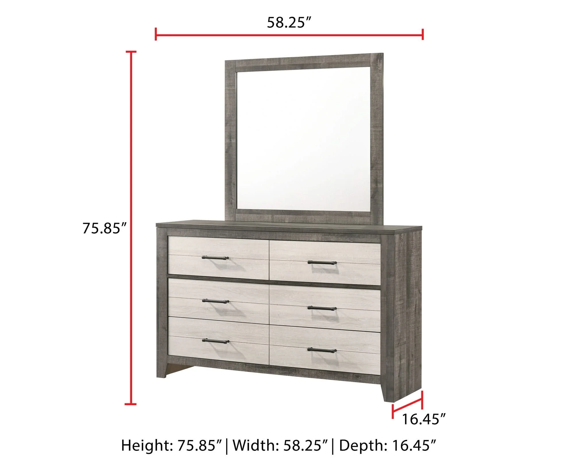 Rhett - Dresser & Mirror - Chalk / Gray - Image 3