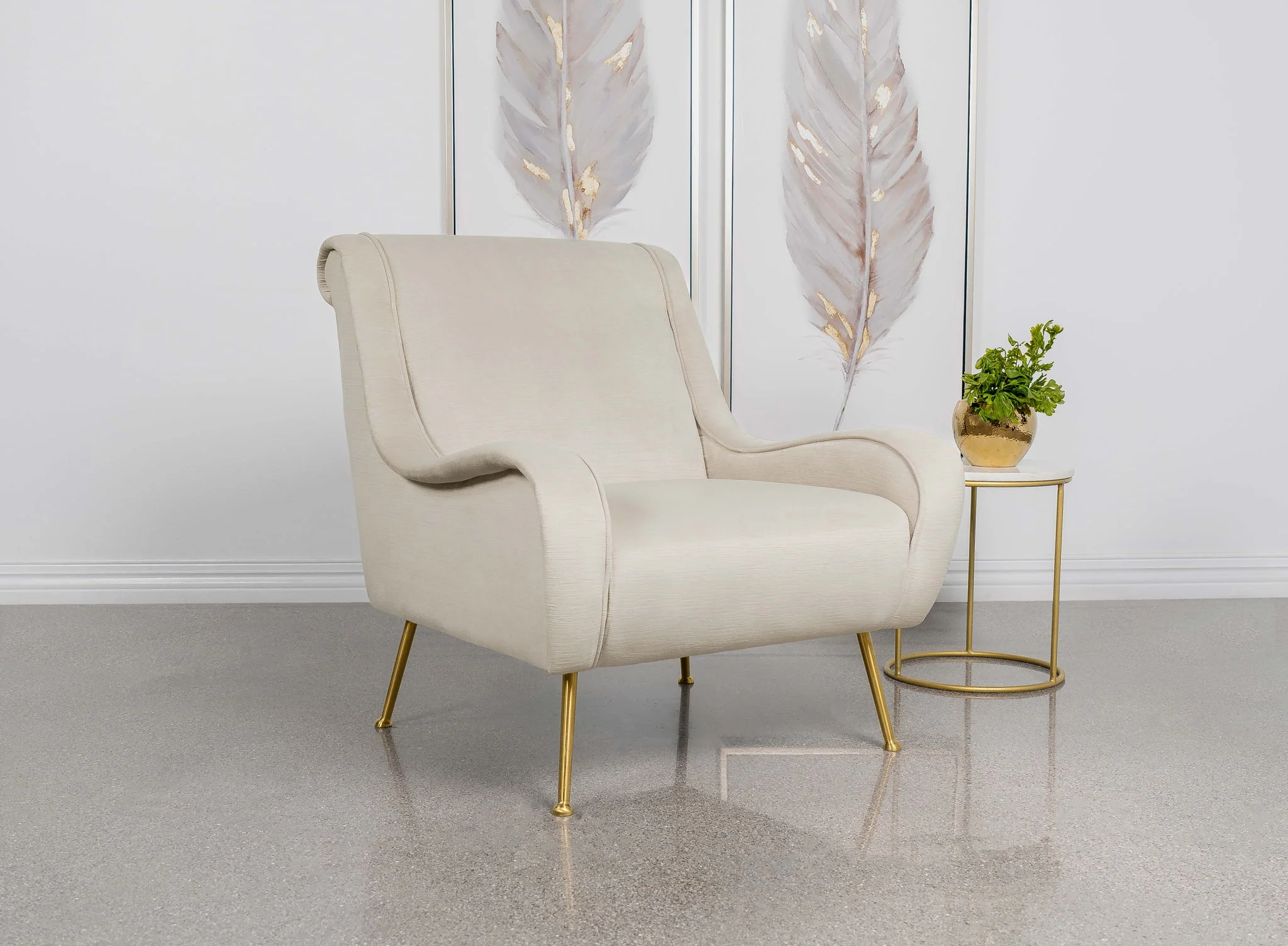 Ricci Upholstered Saddle Arm Accent Chair Stone - Image 2