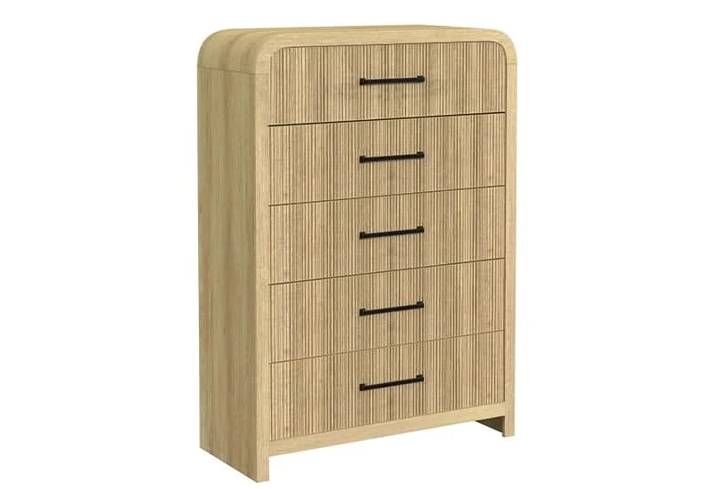 Ridgemont Natural 5-Drawer Chest with Rounded Corners and Sleek Metal Handles - Image 2