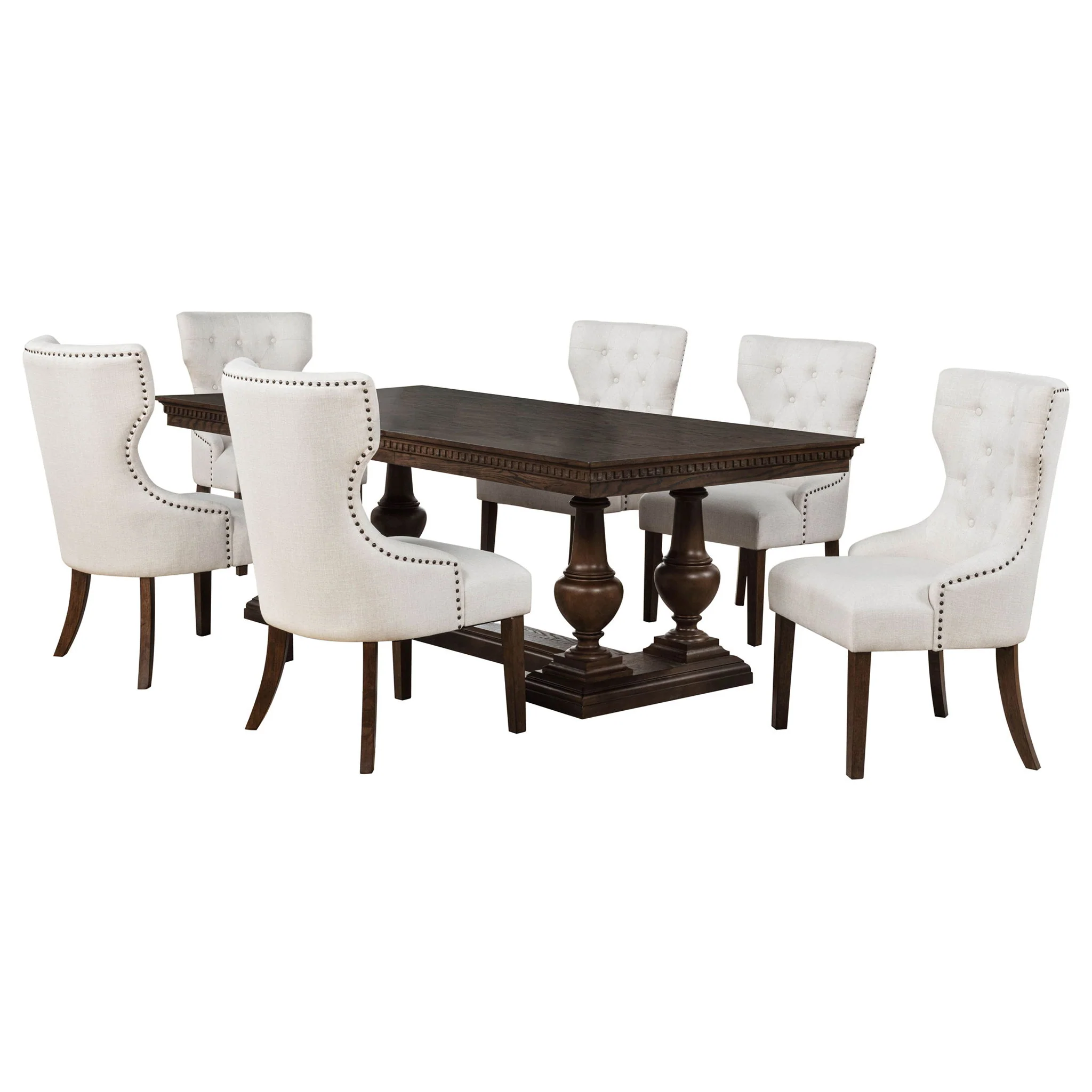 Ridgewell 7-piece Rectangular Trestle Dining Set Dark Oak - Image 4