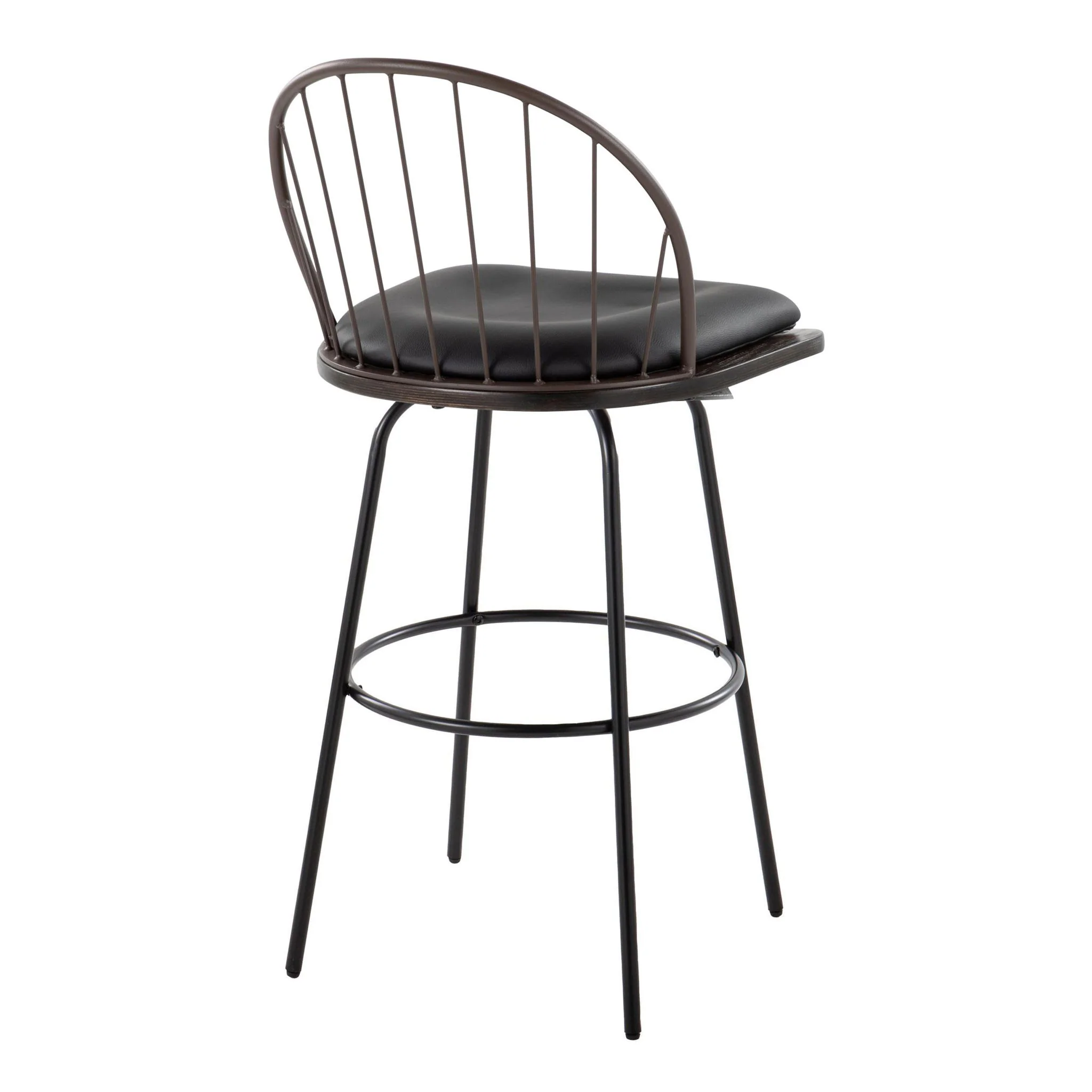 Riley - Claire Farmhouse Fixed Height Barstool With Swivel With Round Footrest (Set of 2) - Image 5