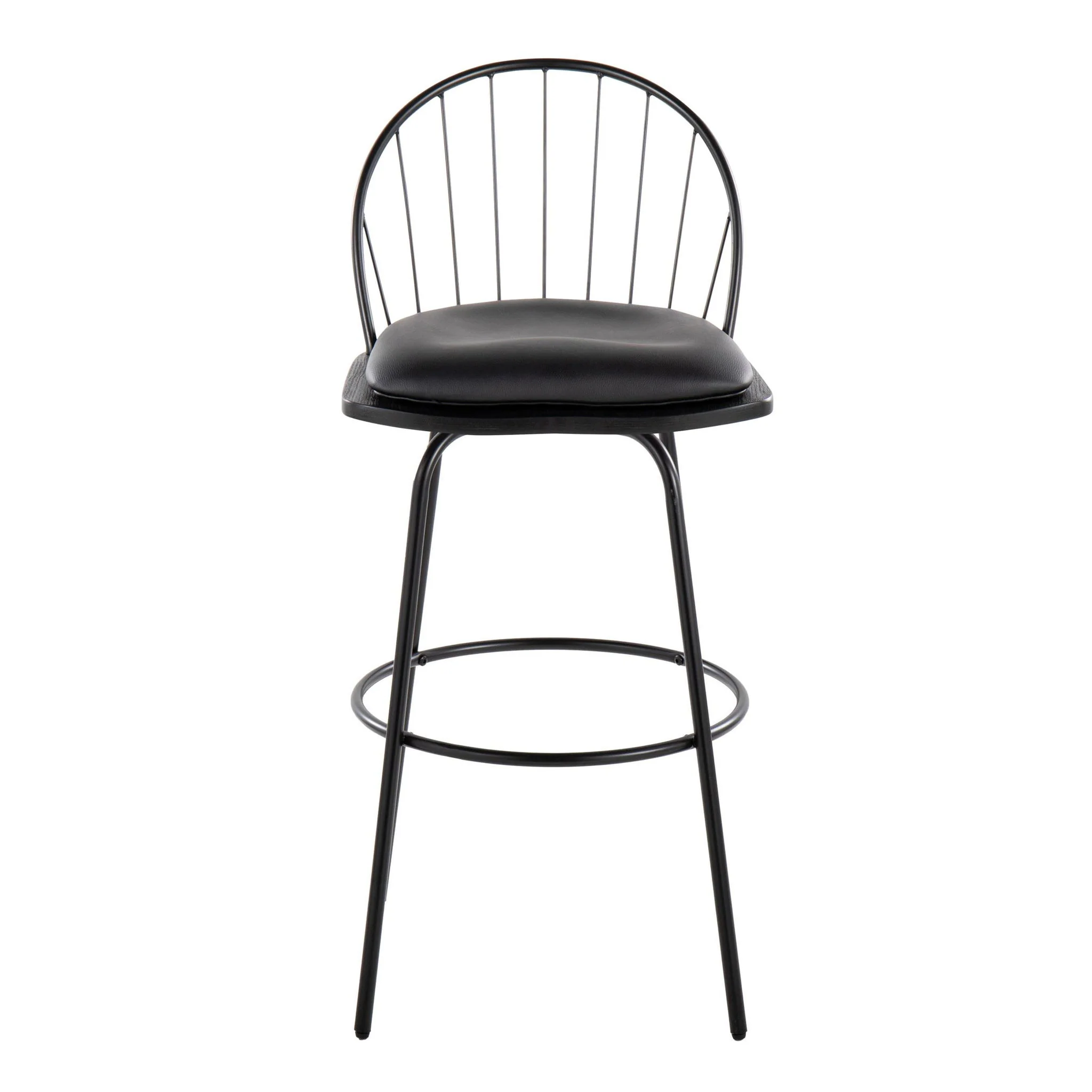 Riley - Claire Farmhouse Fixed Height Barstool With Swivel With Round Footrest (Set of 2) - Image 6