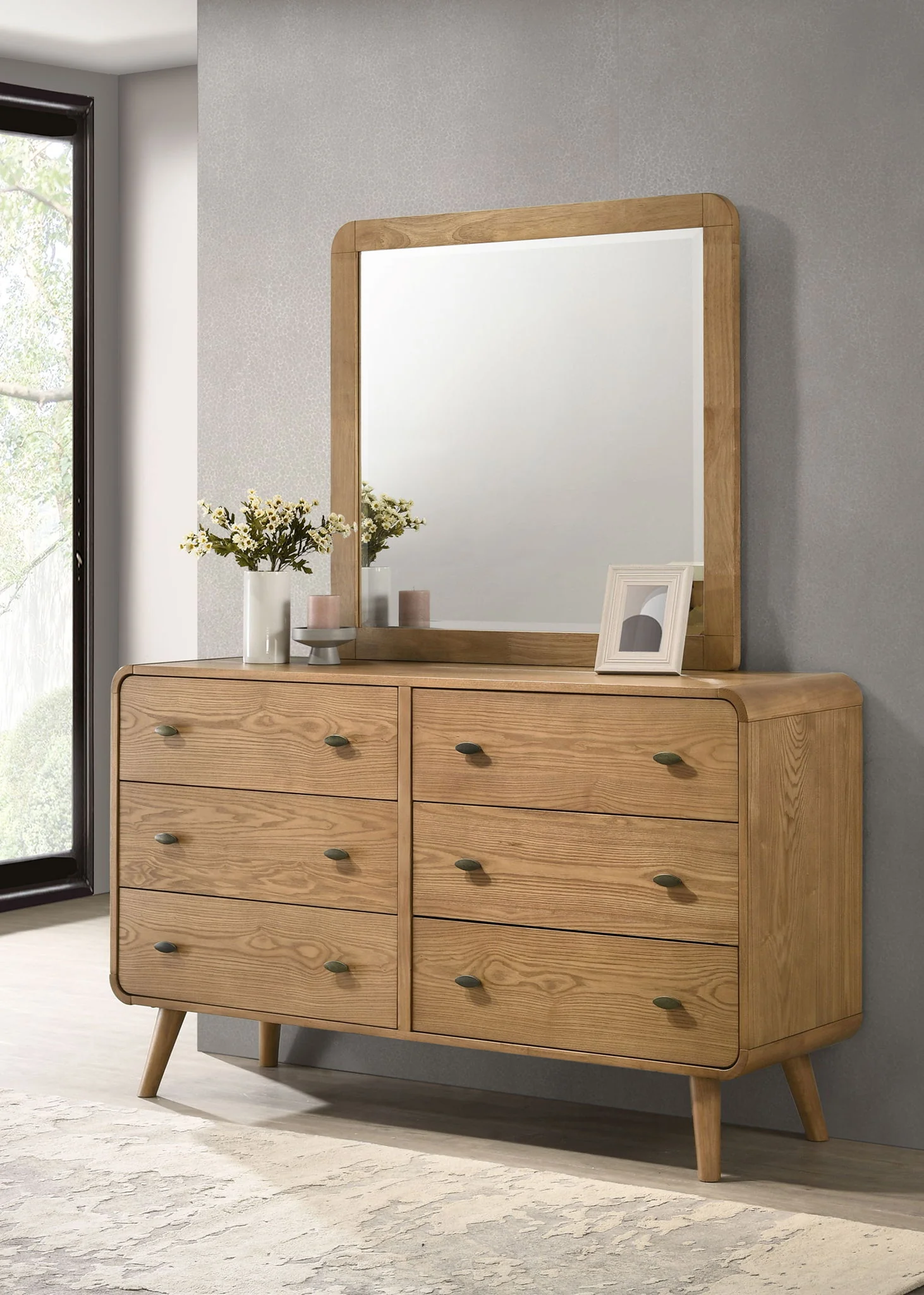 Robyn 6-drawer Bedroom Dresser and Mirror Light Ash - Image 2