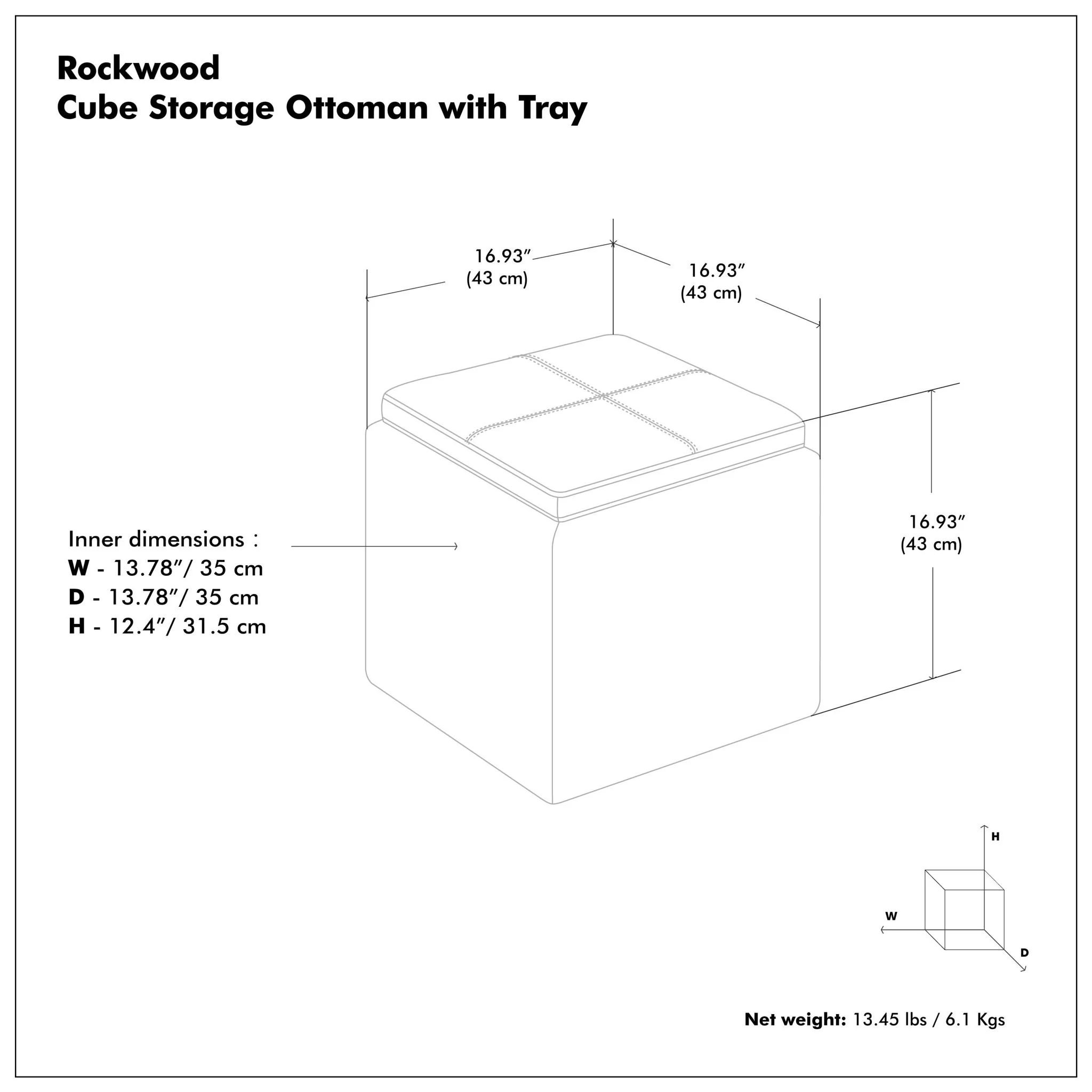 Rockwood - Upholstered Cube Storage Ottoman With Tray - Image 12