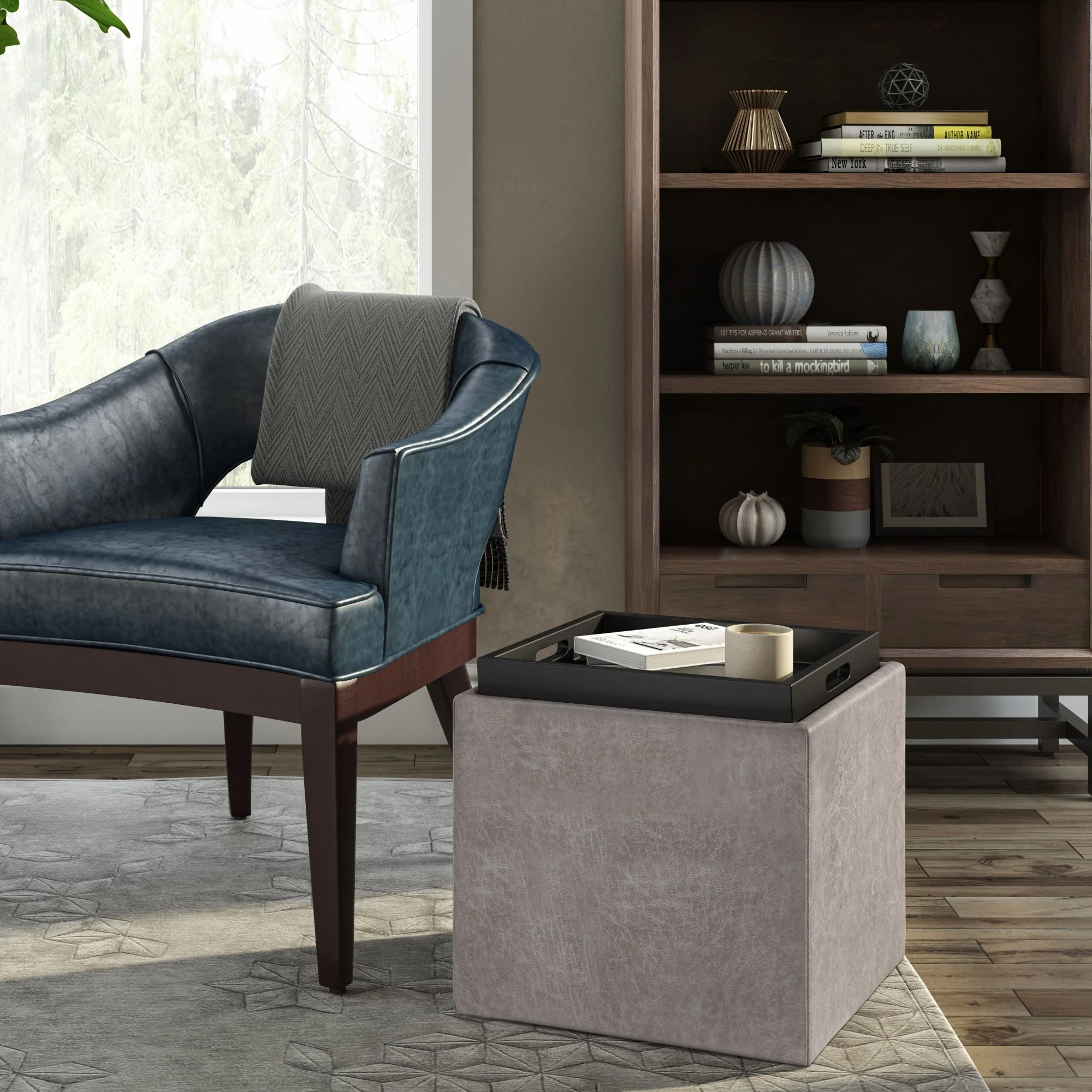 Rockwood - Upholstered Cube Storage Ottoman With Tray - Image 20