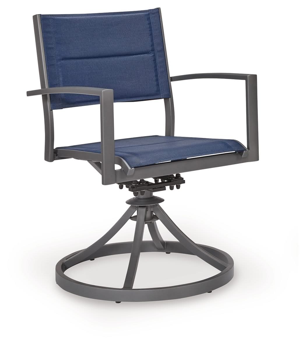 Rocky Creek - Sling Swivel Chair (Set of 2) - Blue / Gray - Image 2