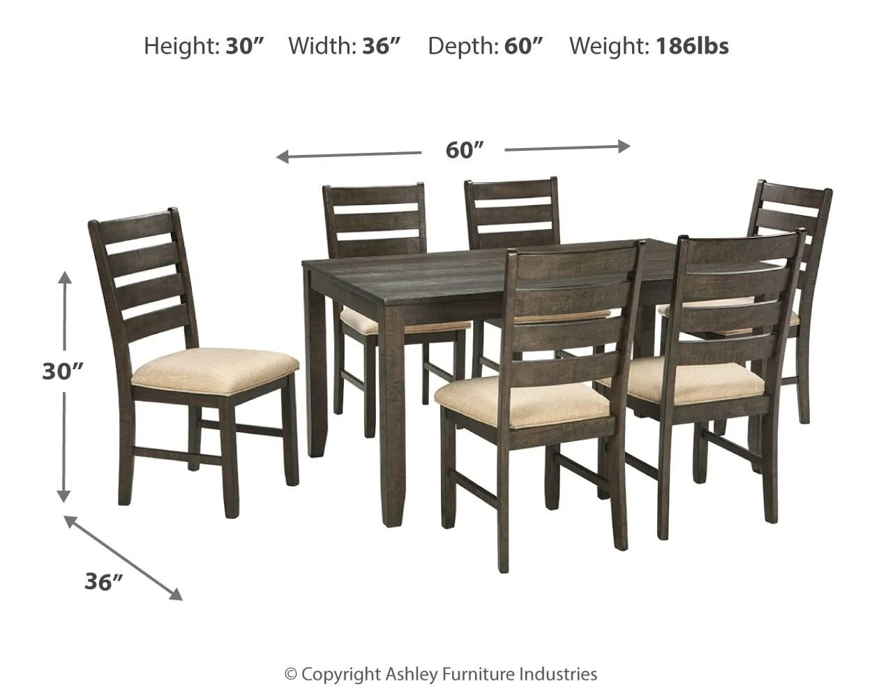 Rokane - Dining Room Table Set (Set of 7) - Brown - Image 4