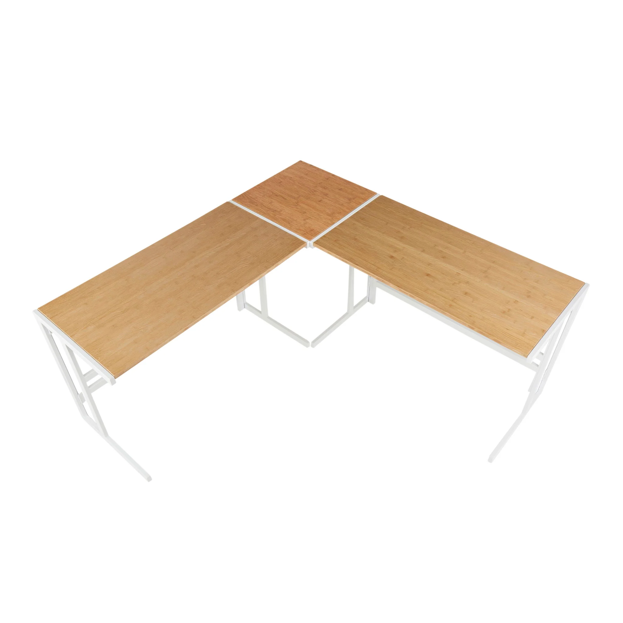 Roman - Industrial L Shaped Desk - White / Natural - Image 3