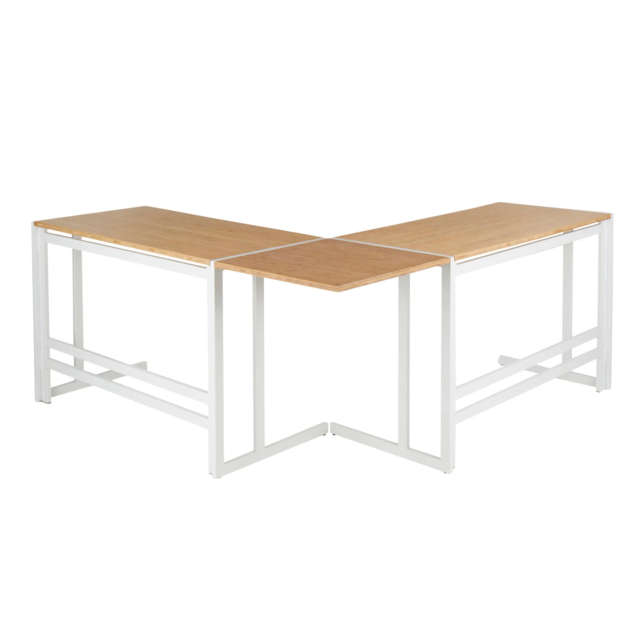 Roman - Industrial L Shaped Desk - White / Natural - Image 4