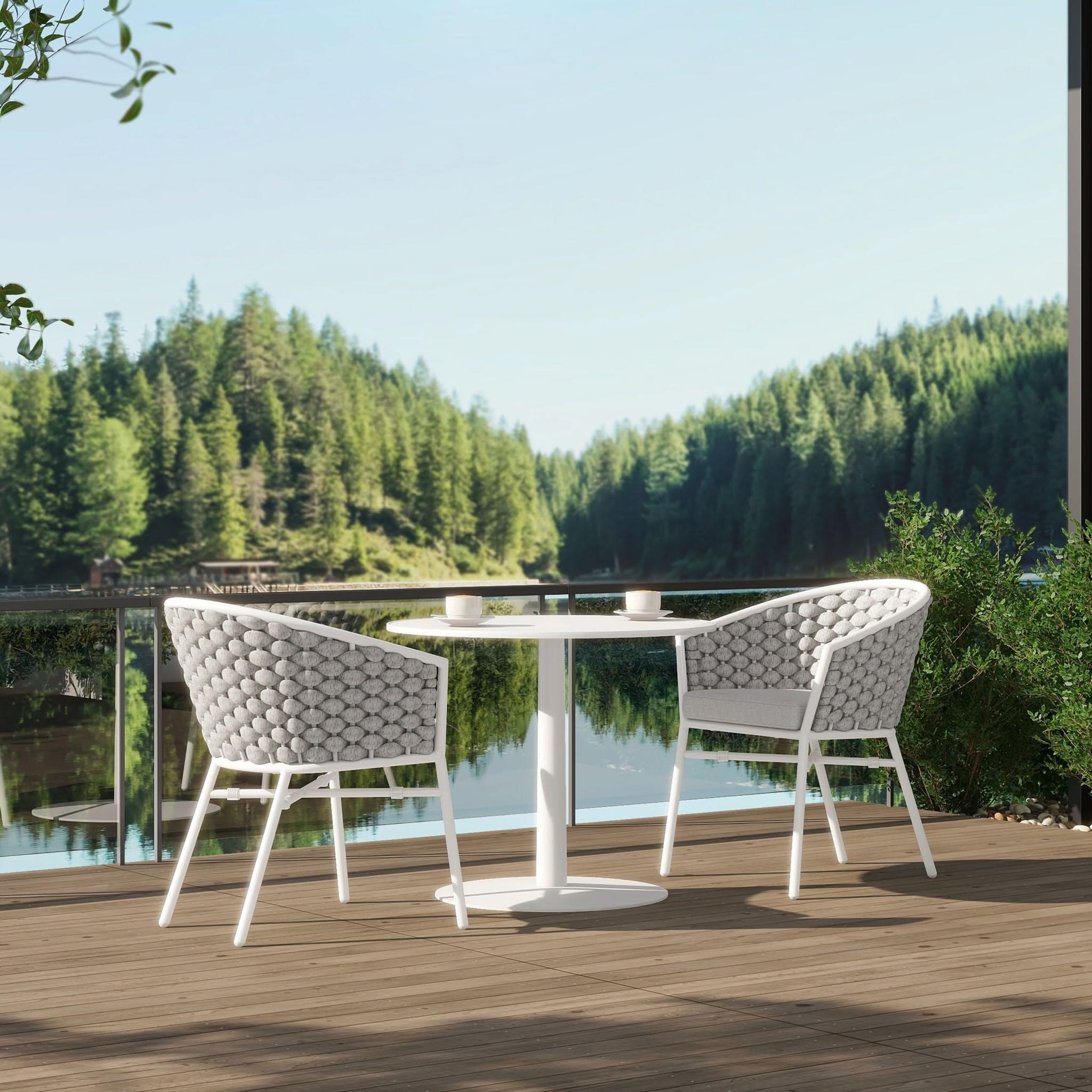 Rowan - Rope Barrel Back Patio Dining Chairs (Set of 2) - Optic White - Image 2