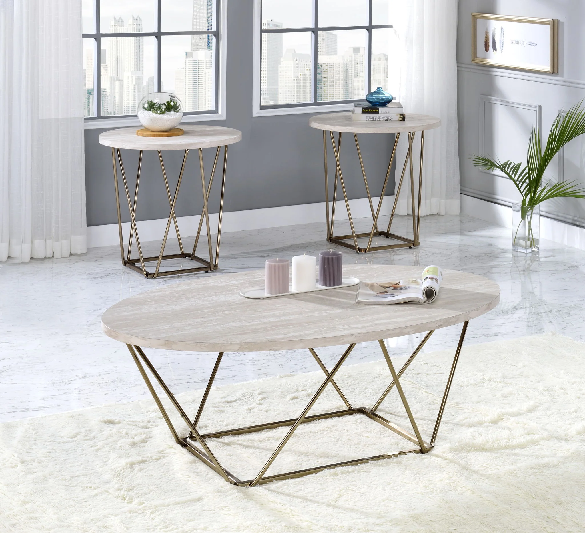 Rowyn - Faux Marble Top Table - Image 6