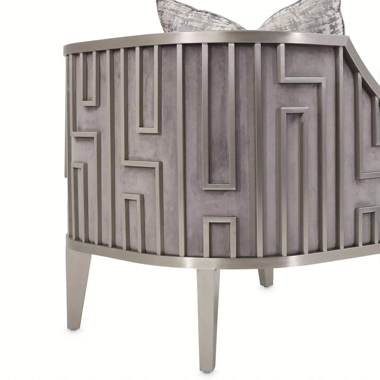 Roxbury Park - Velvet Accent Chair - Gray Pearl / Stainless Steel - Image 3