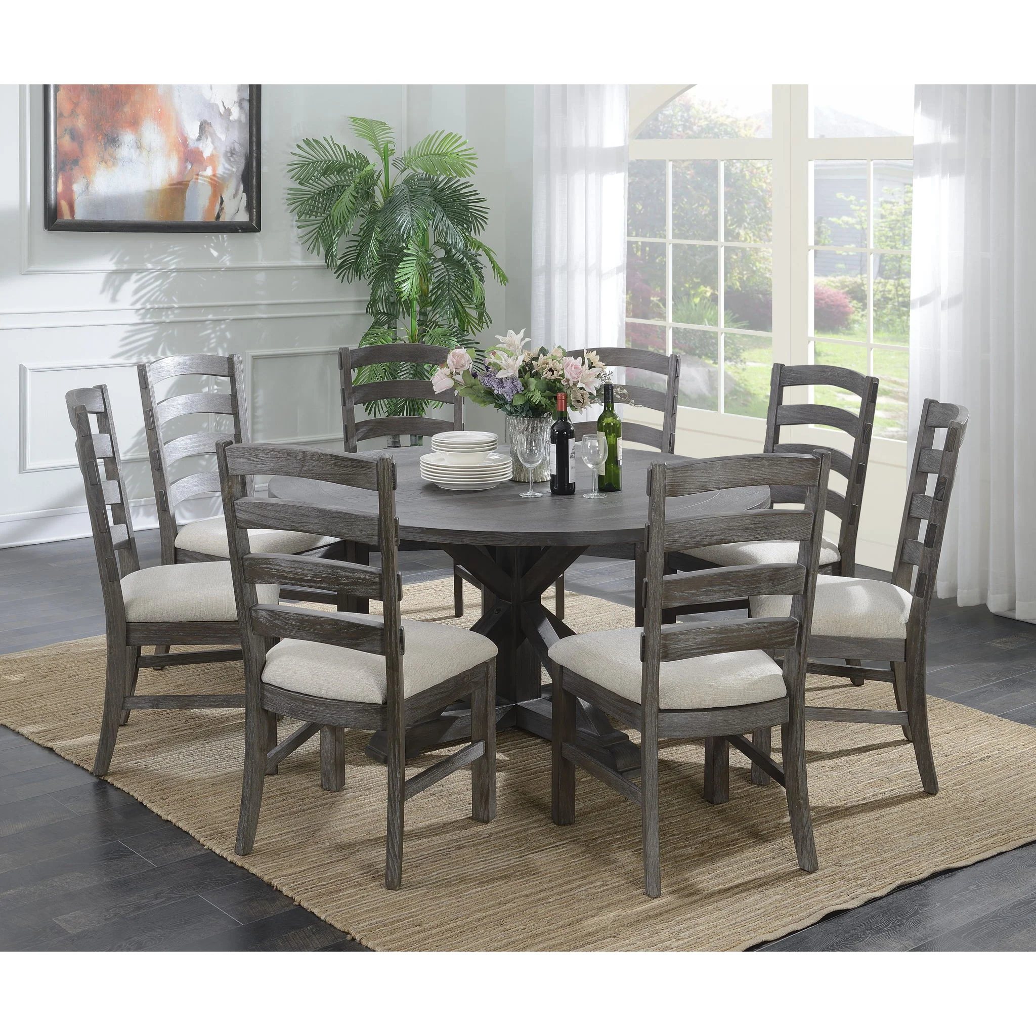 Upholstered Dining Chairs (Set of 2) - Brown - Wood - Image 4