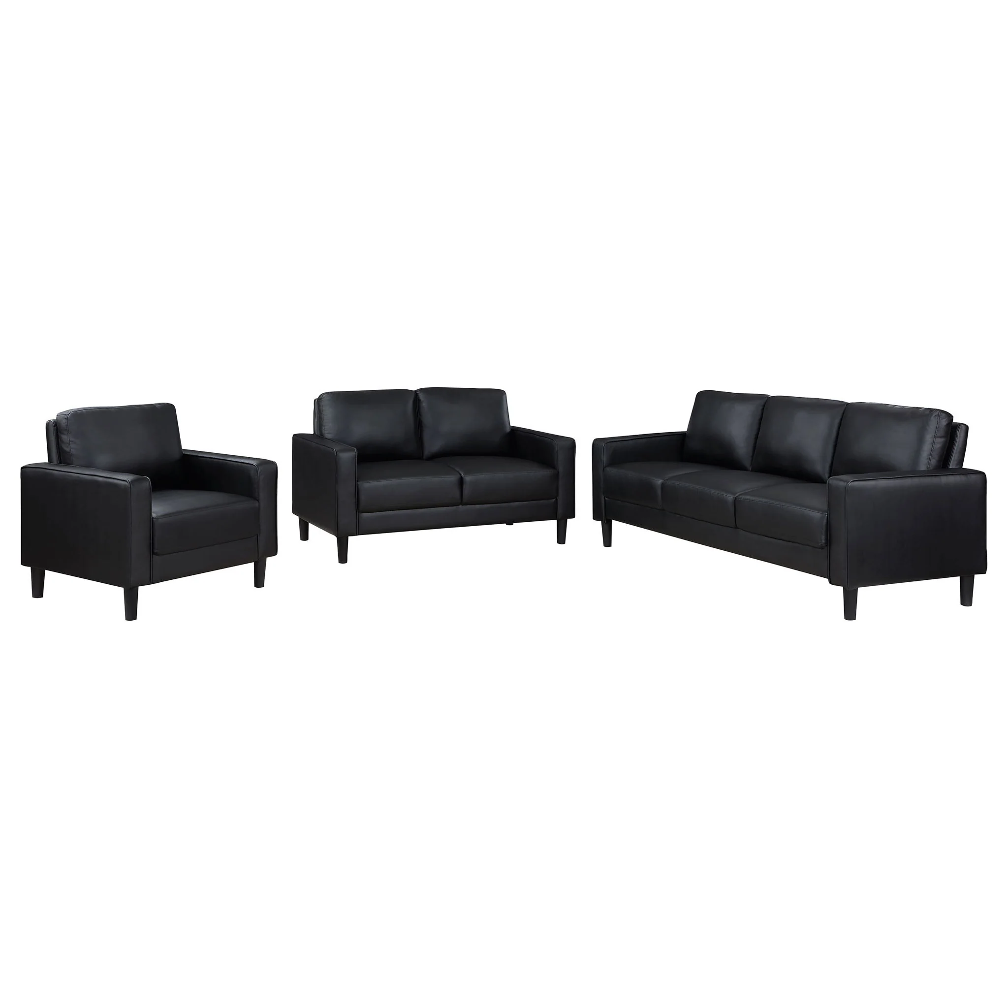 Ruth 3-piece Upholstered Track Arm Sofa Set Black - Image 4