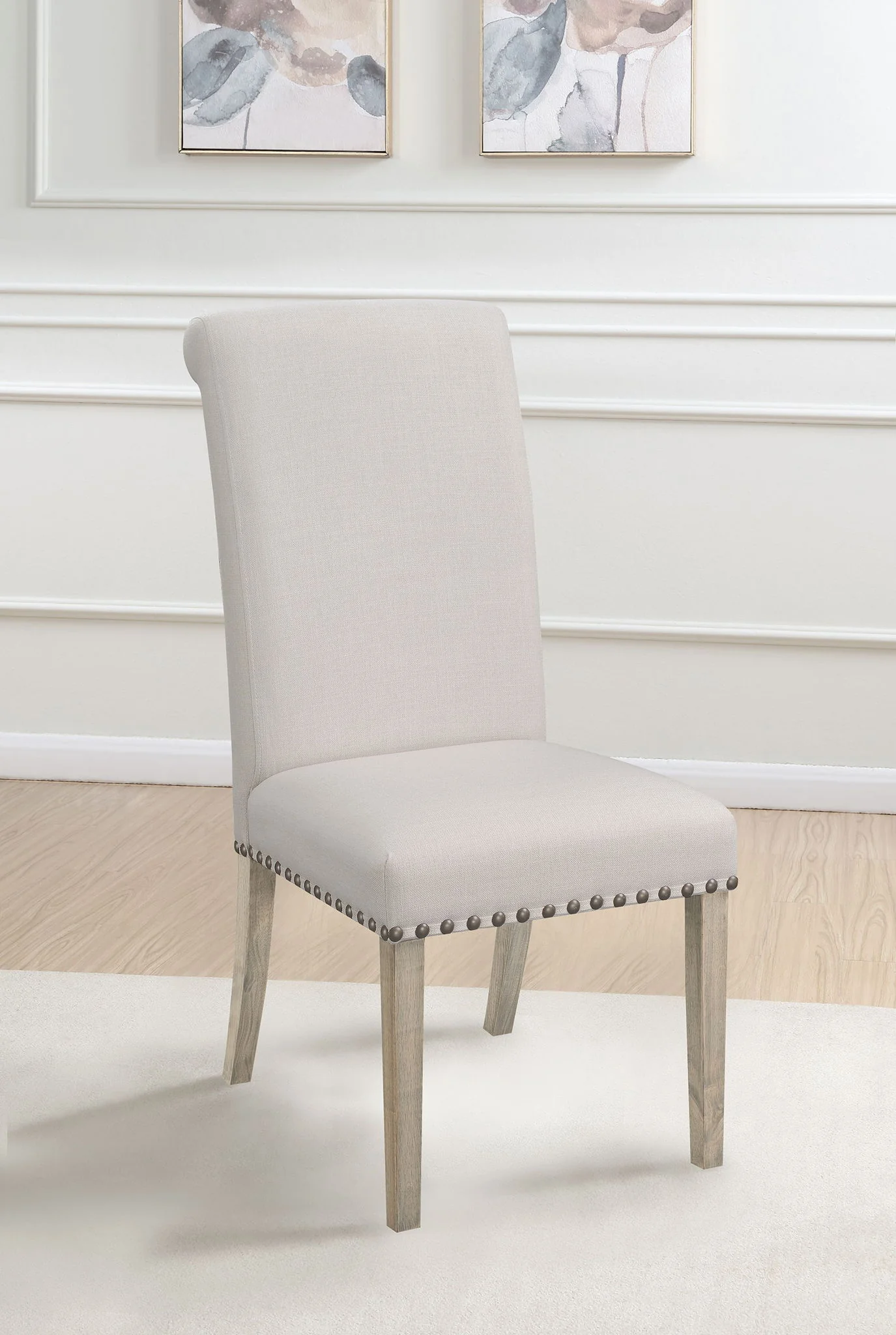 Salem Fabric Upholstered Dining Side Chair Beige (Set of 2) - Image 4