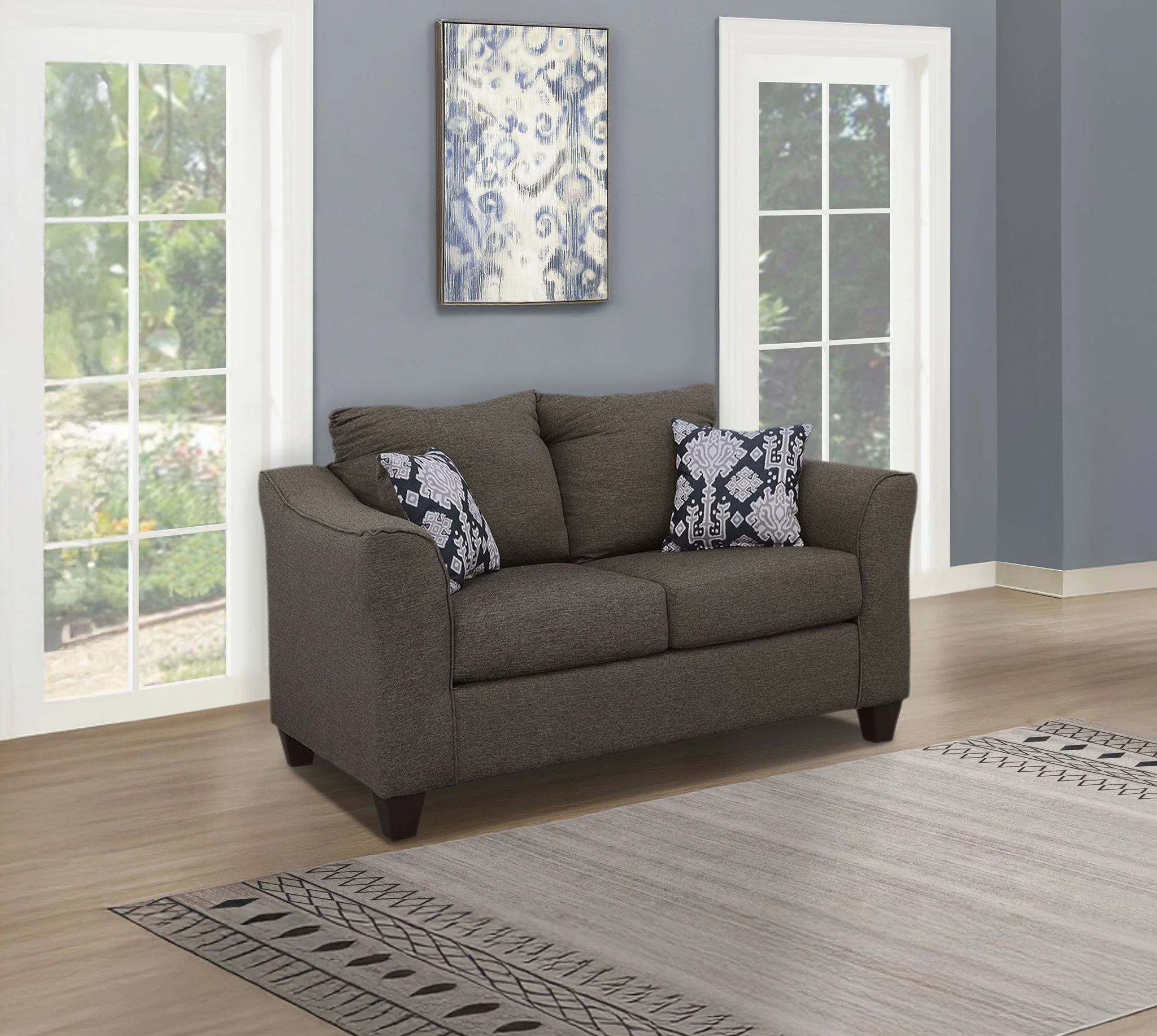 Salizar Upholstered Flared Arm Loveseat Charcoal Grey - Image 3