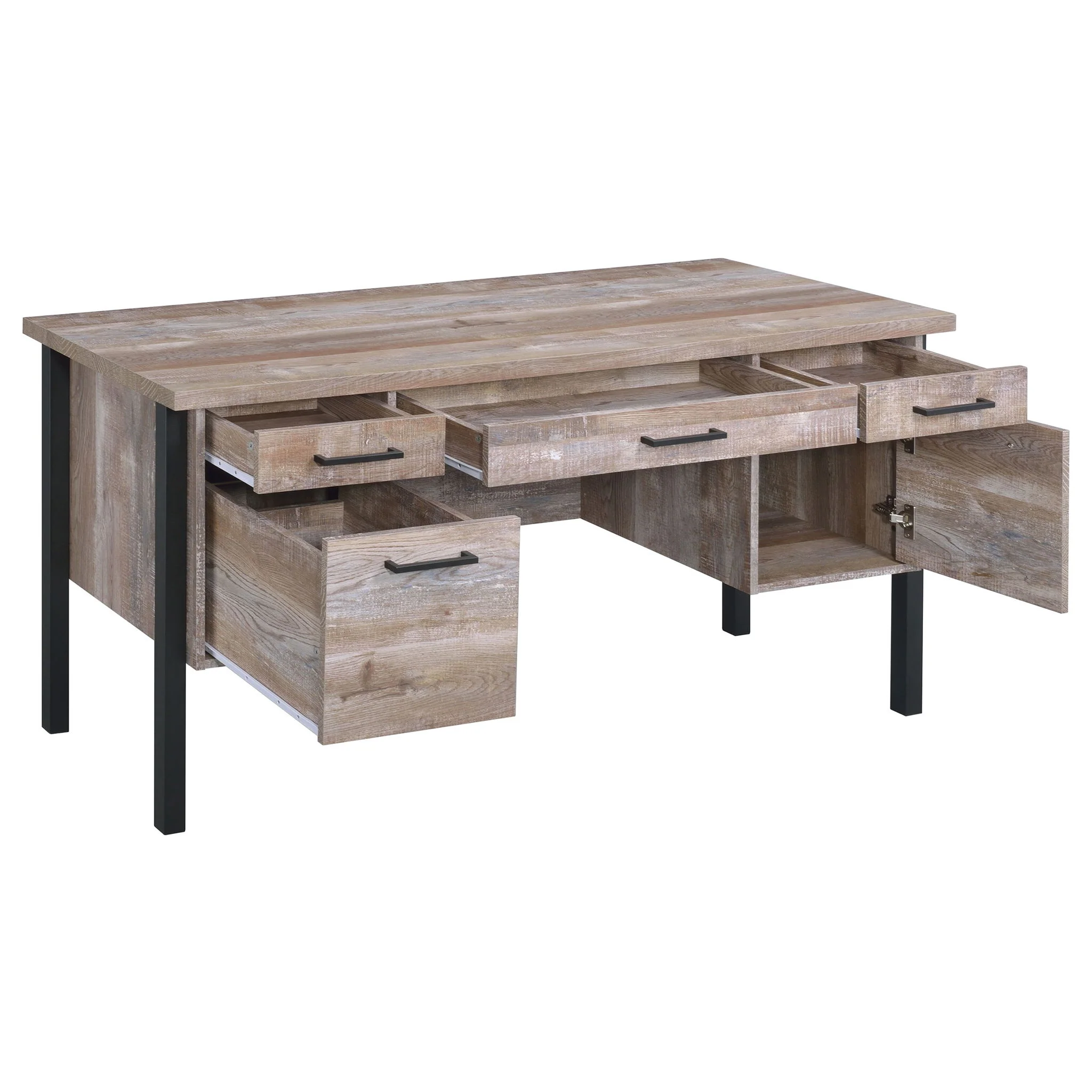 Samson 60-inch 4-drawer Office Computer Desk Weathered Oak - Image 2