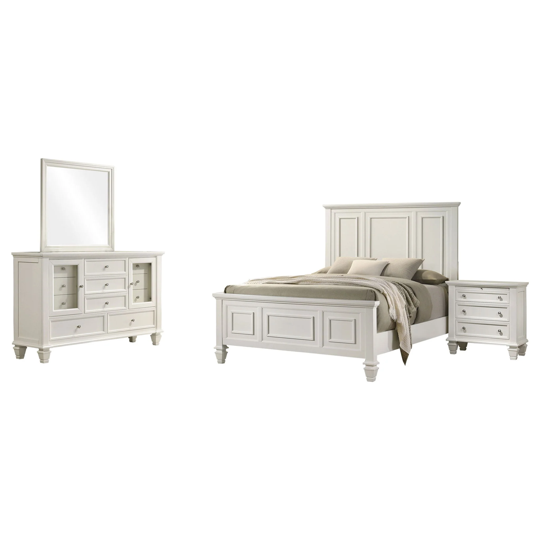 Sandy Beach 4-piece Eastern King Bedroom Set Cream White - Image 4