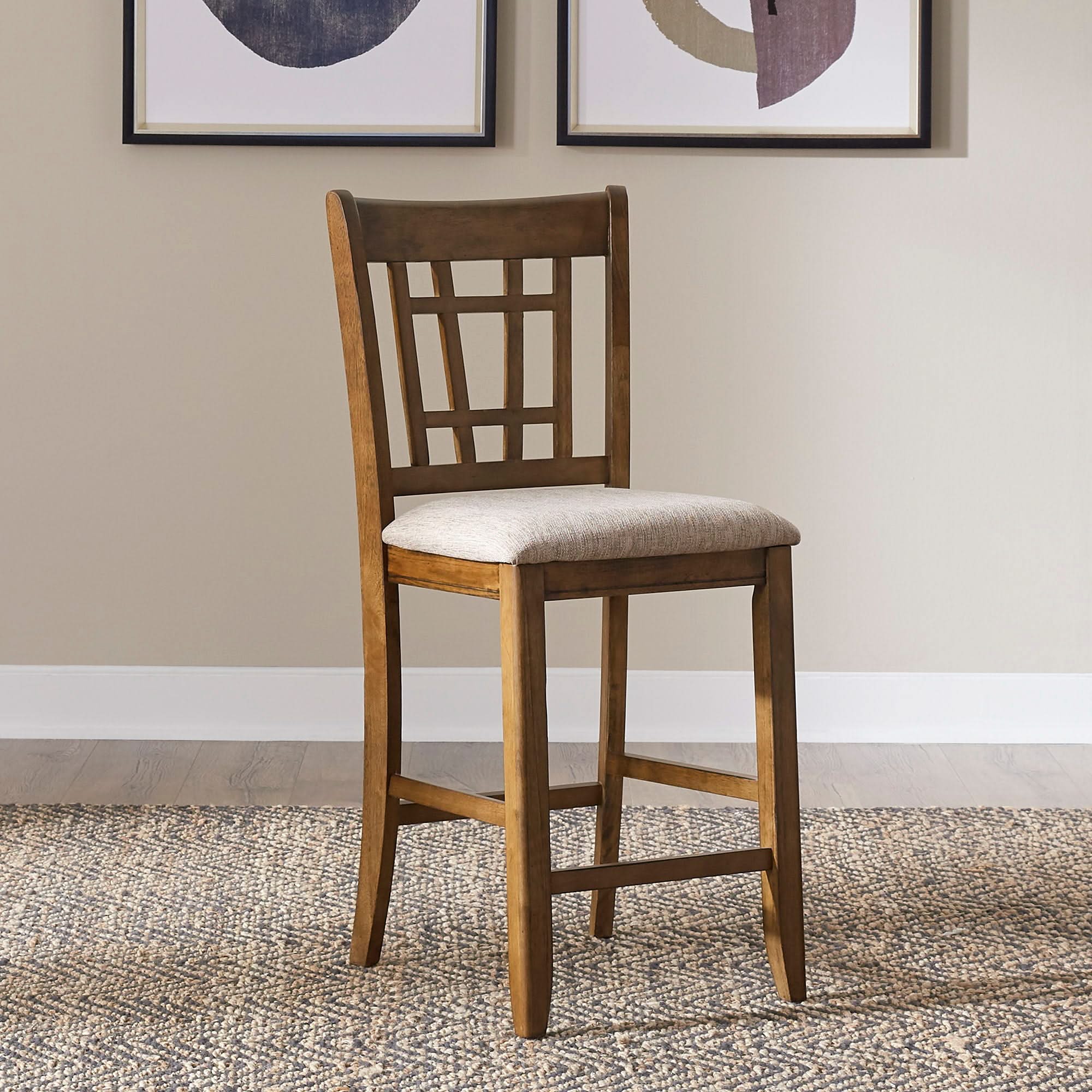 Santa Rosa - Lattice Back Counter Chair - Antique Honey - Image 3
