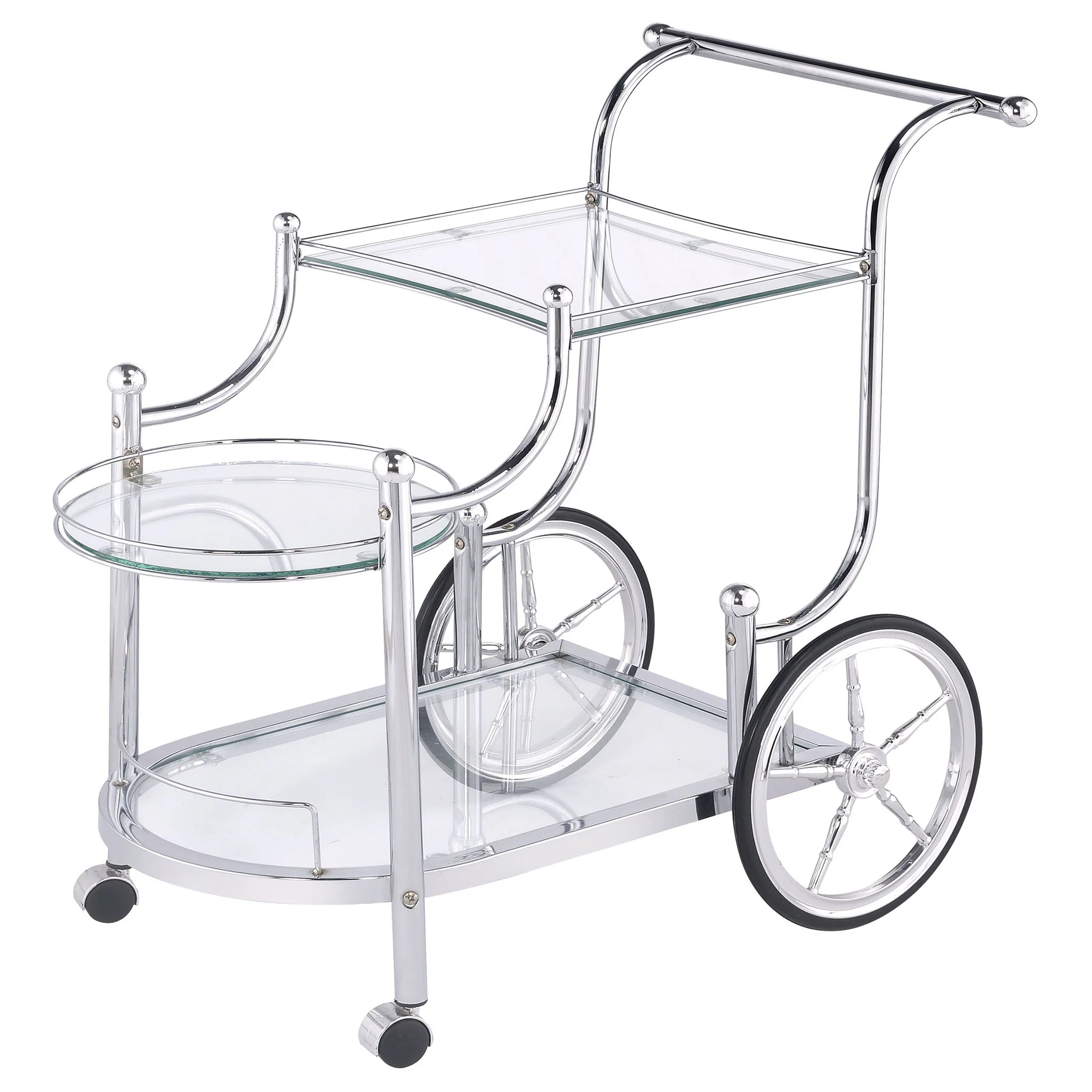 Sarandon 3-tier Glass Shelf Metal Bar Cart Chrome - Image 3