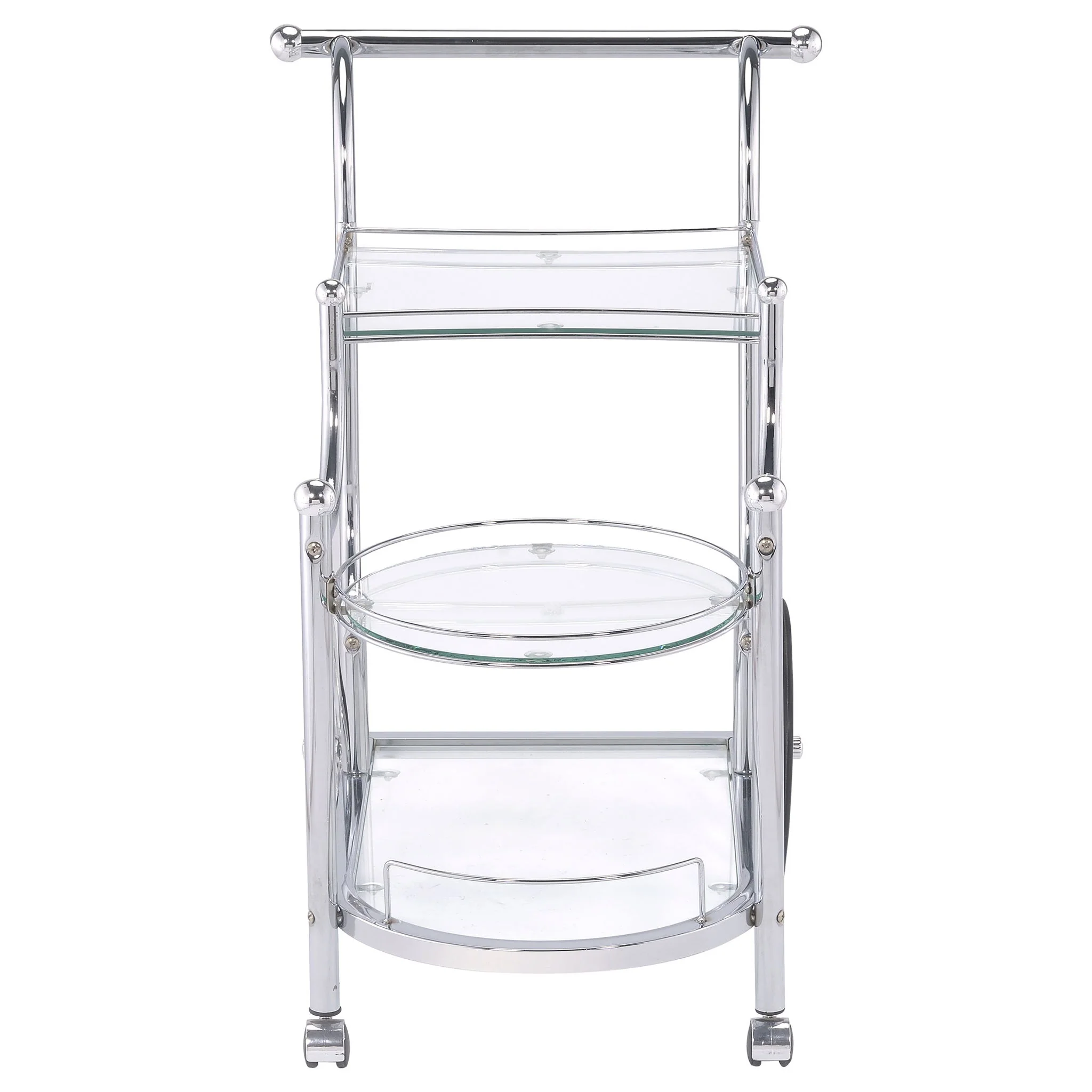 Sarandon 3-tier Glass Shelf Metal Bar Cart Chrome - Image 4