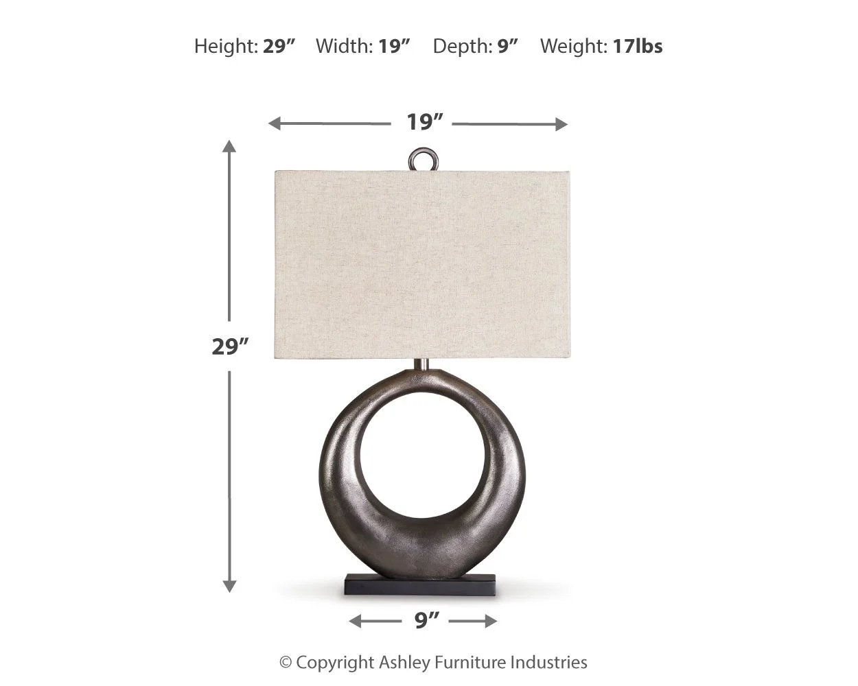 Saria - Metal Table Lamp - Antique Silver Finish - Image 4