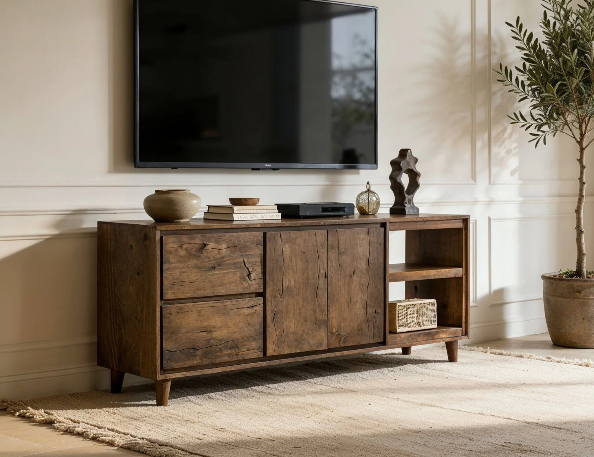 Savia - 3 Drawer & 2 Door TV Stand - Brown - Image 3