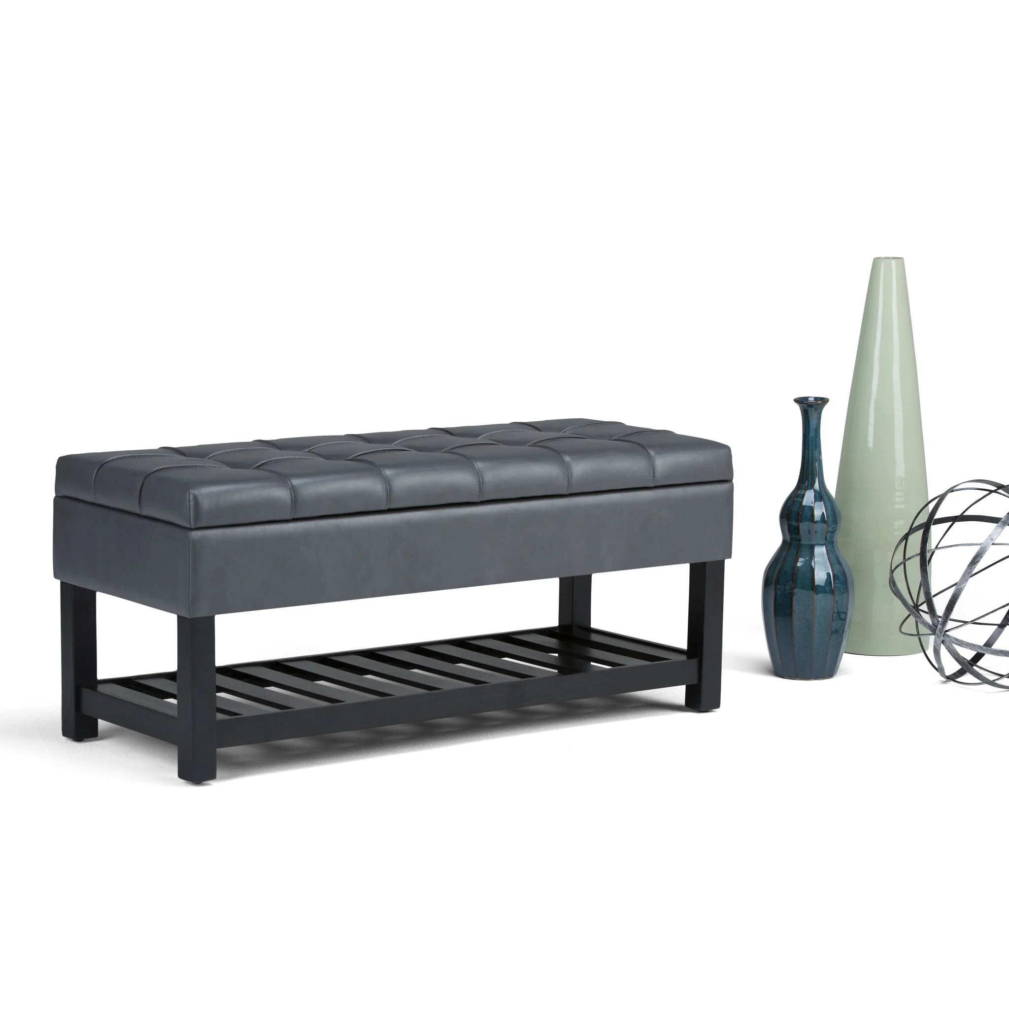 Saxon - Upholstered Transitional Storage Ottoman Bench - Image 7