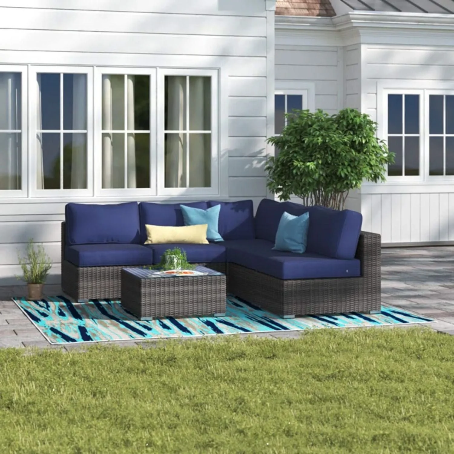 Seating Set With Cushions Handcrafted Wicker Design - Image 62