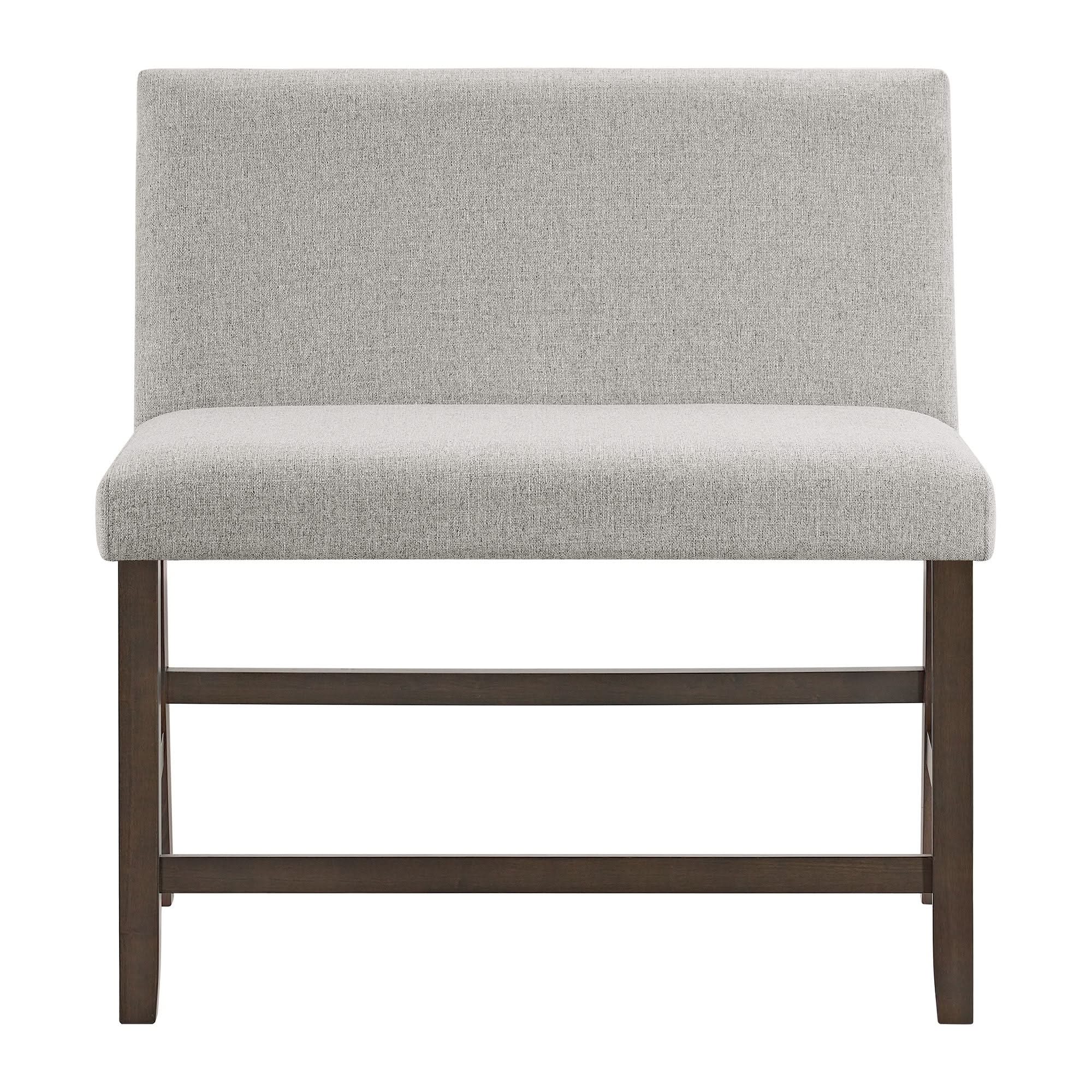 Seneca - Counter Bench With Upholstered Back And Fabric - Brown - Image 4