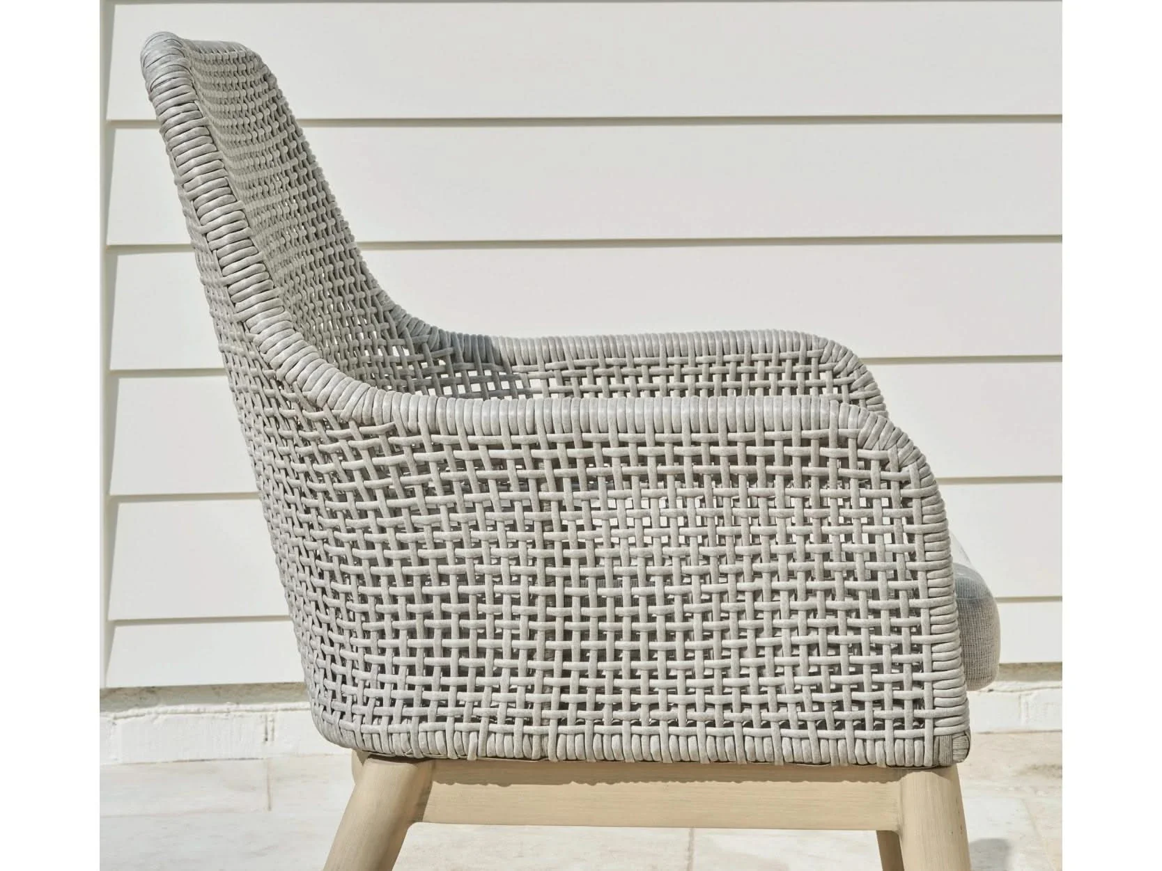 Seton Creek Contemporary Outdoor All Weather Dining Arm Chair with Cushion - Image 4
