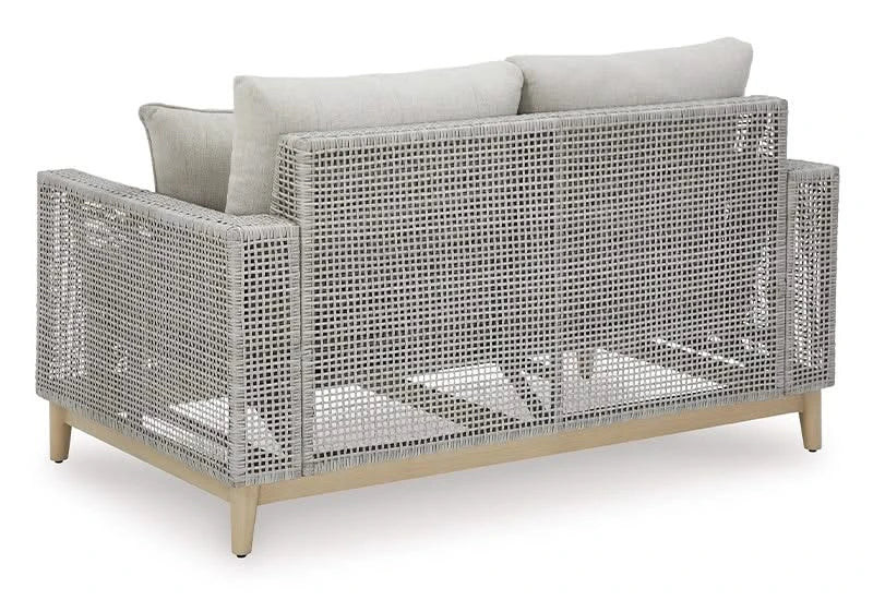Seton Creek Contemporary Outdoor All Weather Sofa and Loveseat with Cushions and Throw Pillows - Image 8