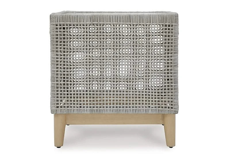 Seton Creek Contemporary Outdoor All Weather Wicker Aluminum End Table - Image 5