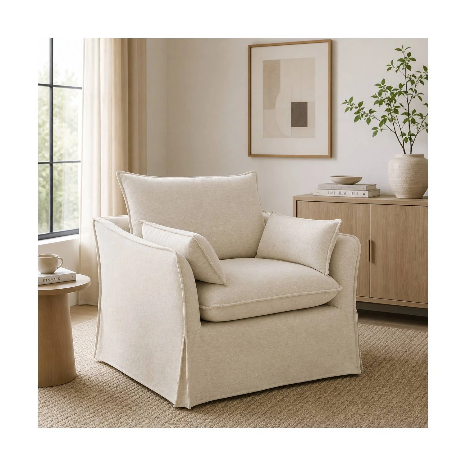 Shane - Chair With 2 Pillows - Beige - Image 4
