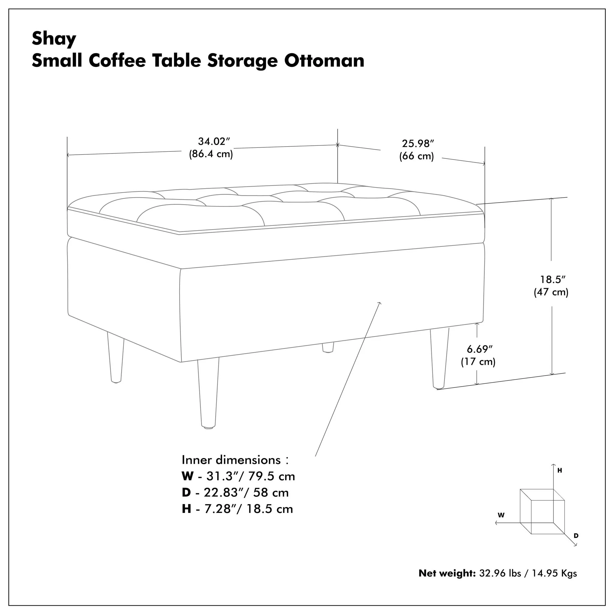 Shay - Large Square Coffee Table Storage Ottoman Mid-Century Style - Image 29