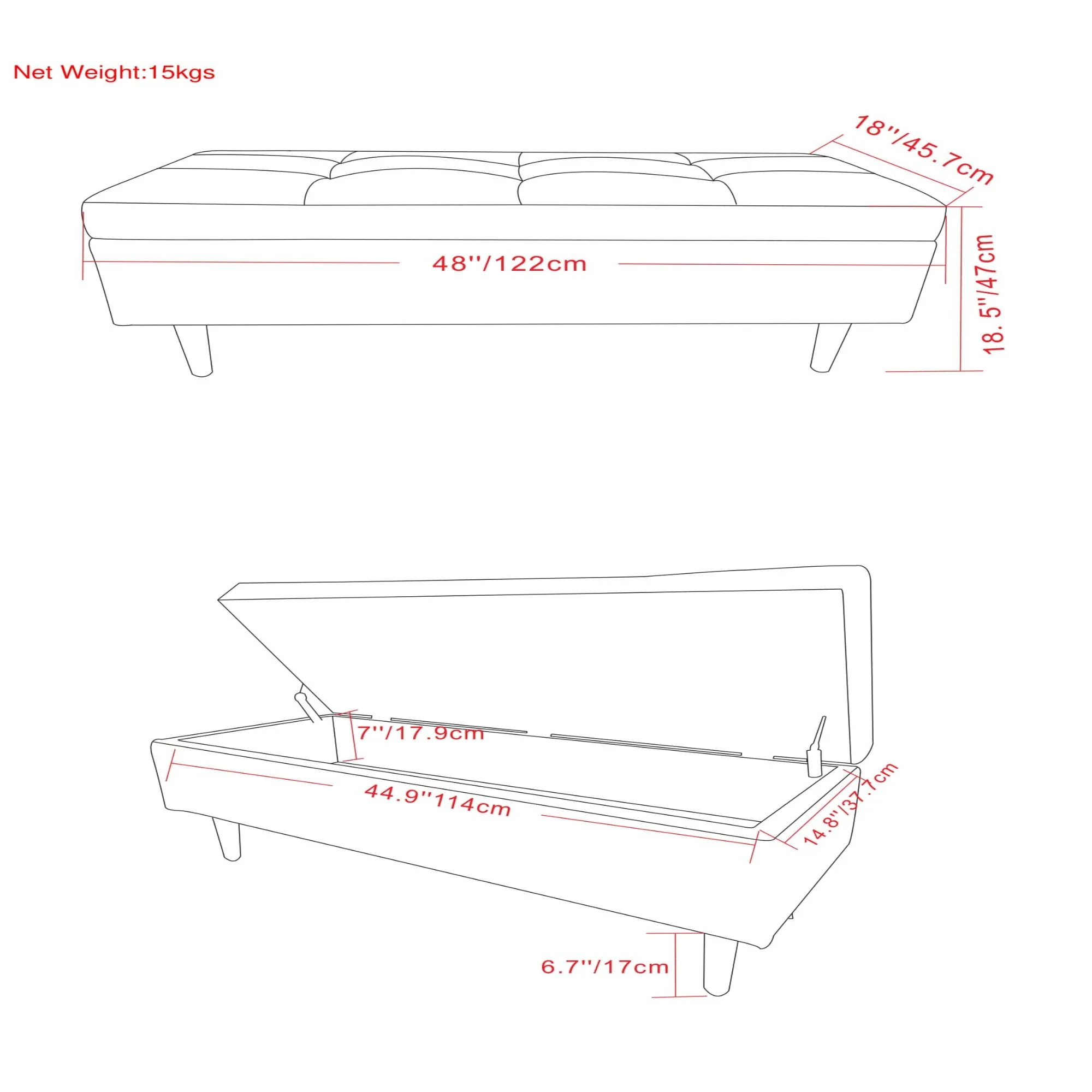 Shay - Large Square Coffee Table Storage Ottoman Mid-Century Style - Image 30