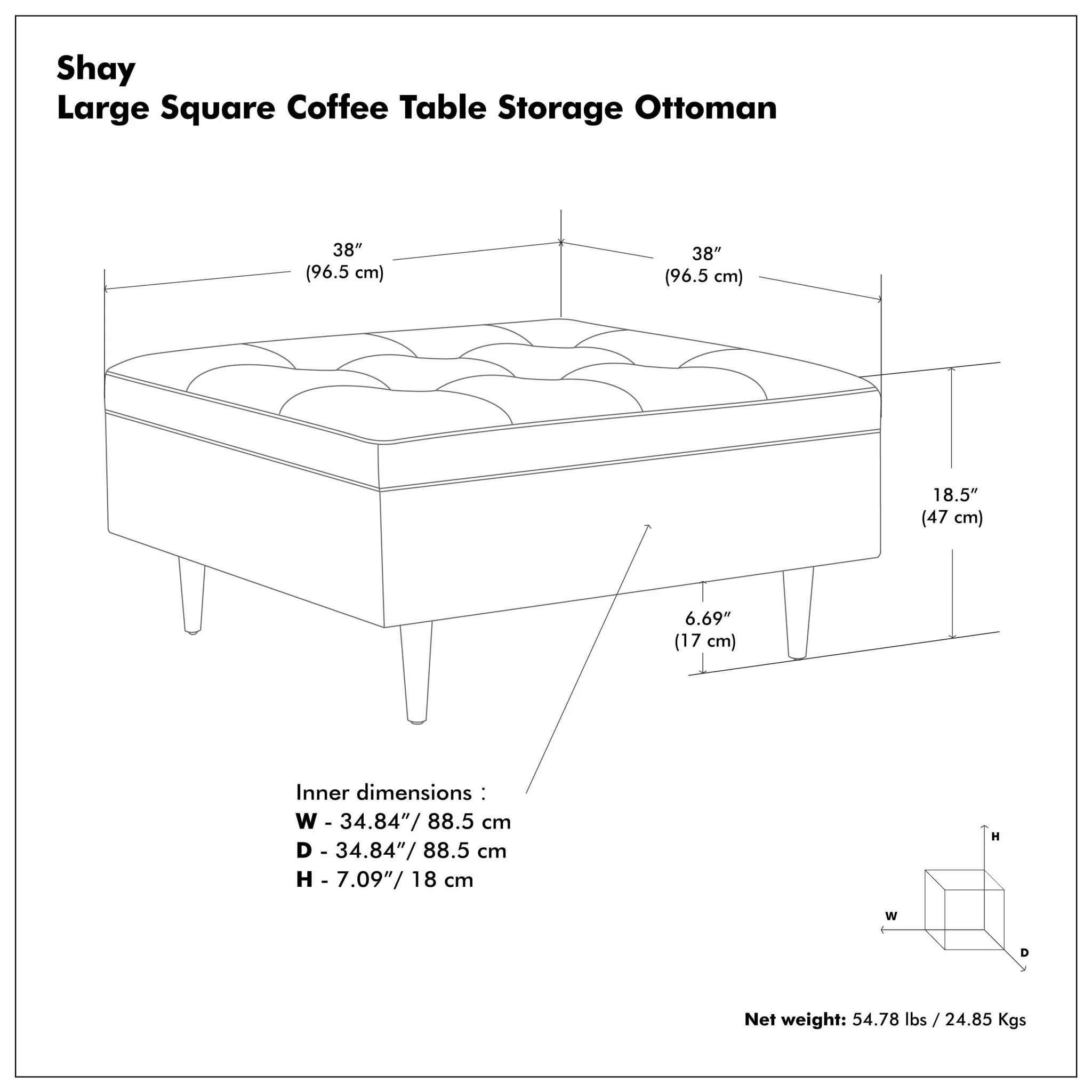 Shay - Large Square Coffee Table Storage Ottoman Mid-Century Style - Image 33
