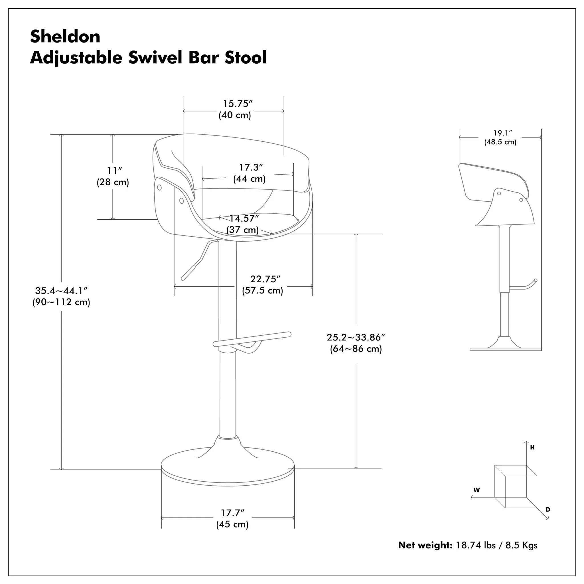 Sheldon - Upholstered Adjustable Swivel Bar Stool - Image 8