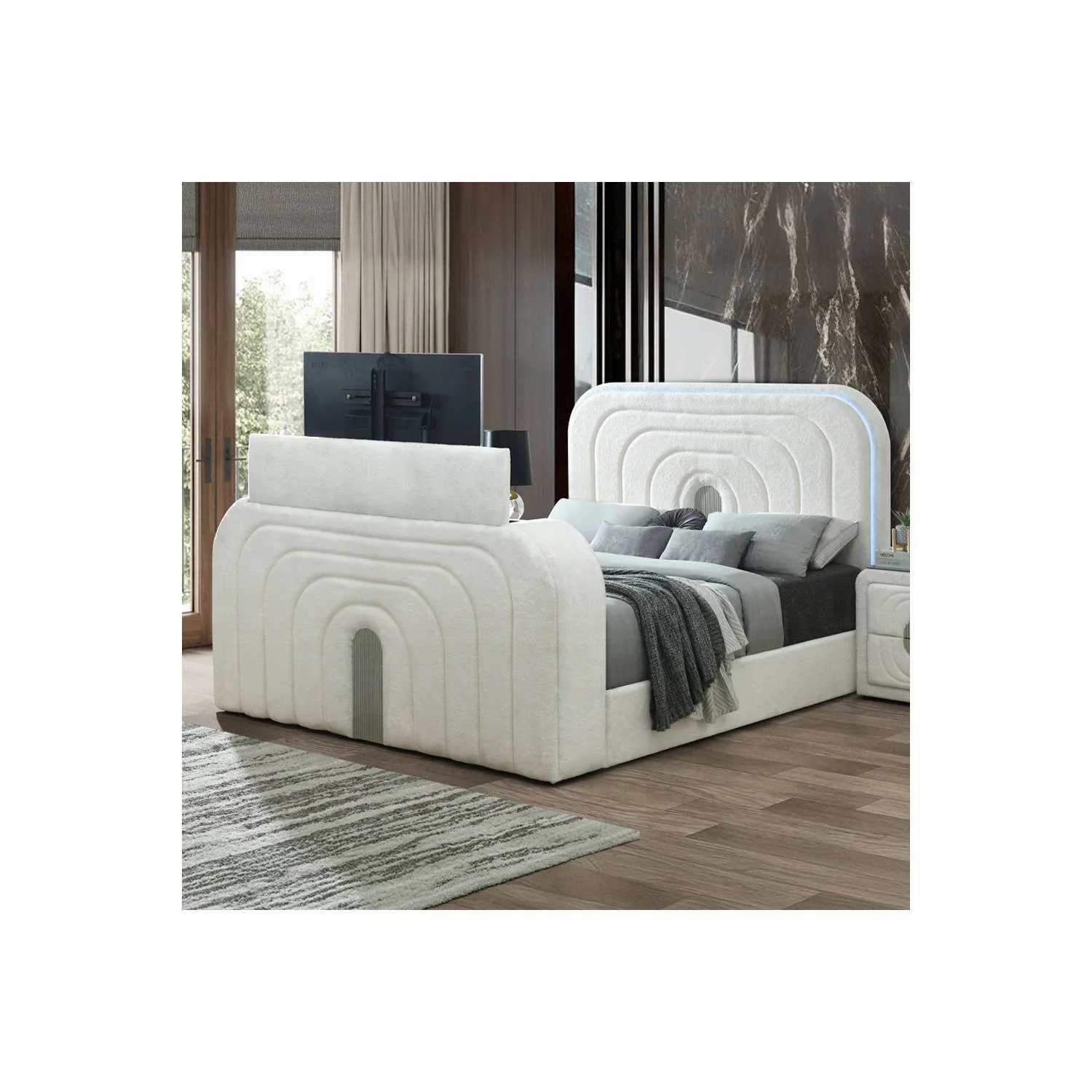 Shelyn - Bed With LED, TV Stand, Fireplace & Bluetooth - Image 14