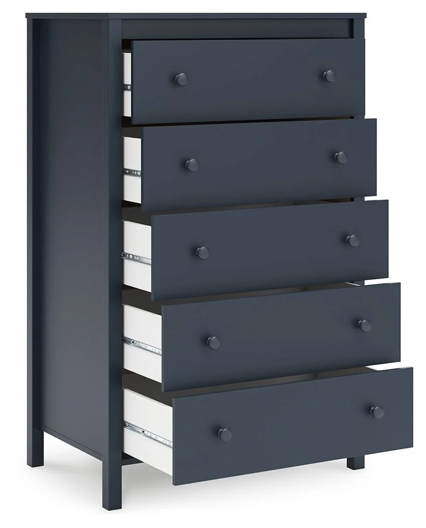 Simmenfort - Five Drawer Chest - Navy Blue - Image 3