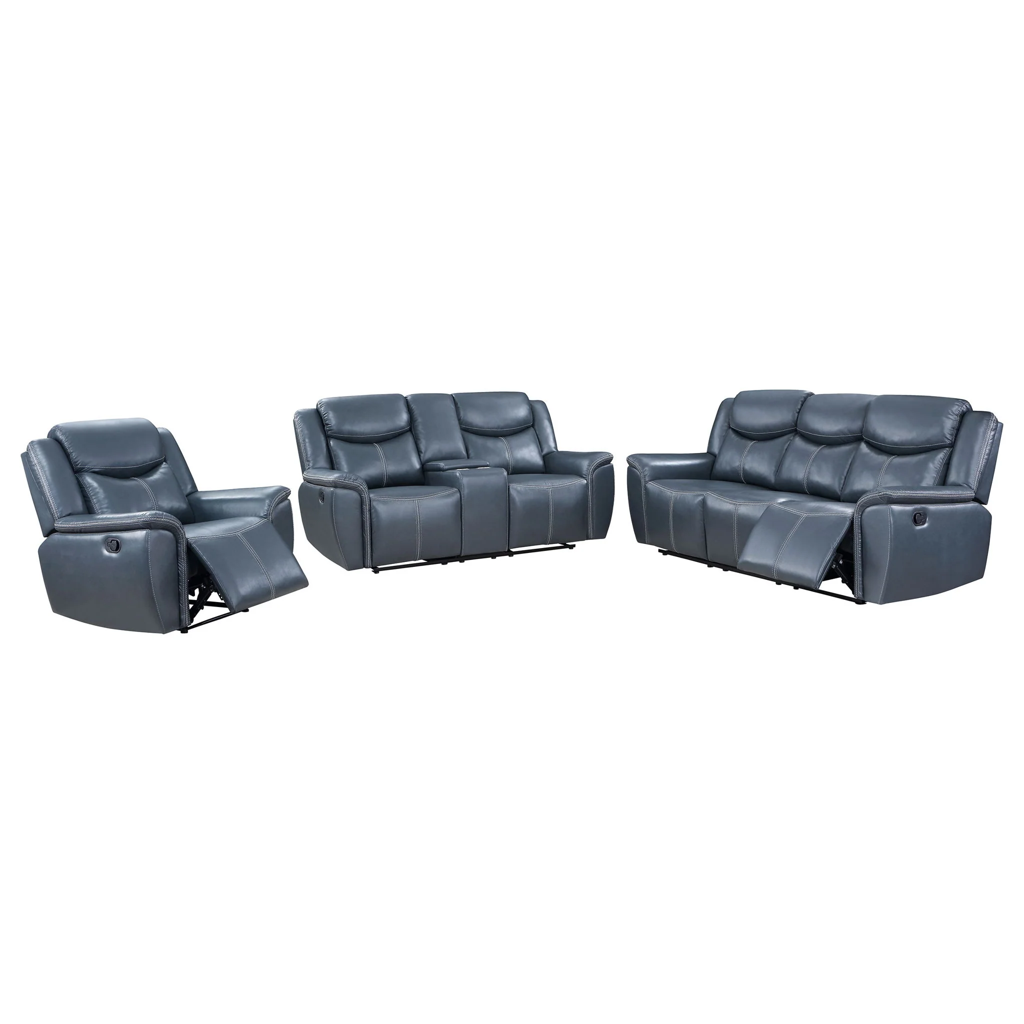 Sloane 3-piece Upholstered Reclining Sofa Set Blue - Image 2