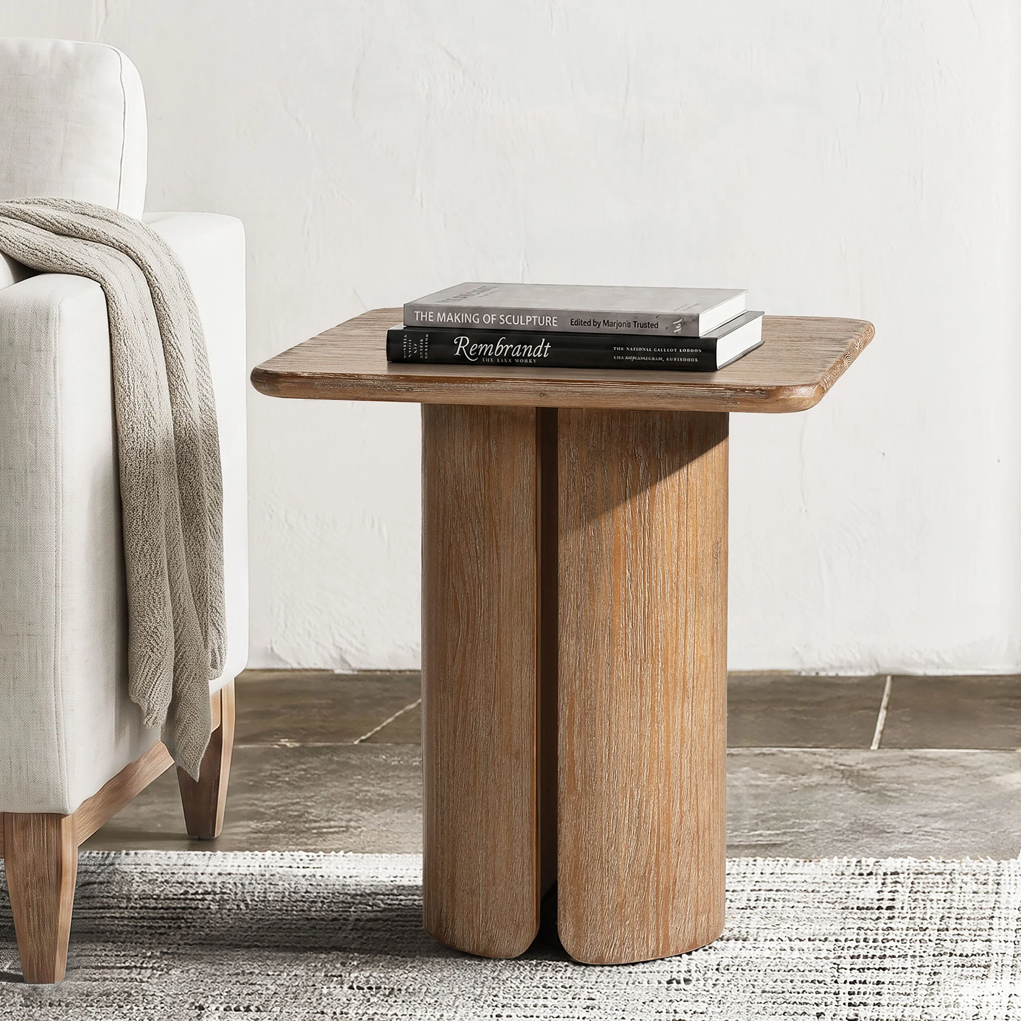 Sonoma - Square Pedestal Side Table - Antique Brown - Image 4