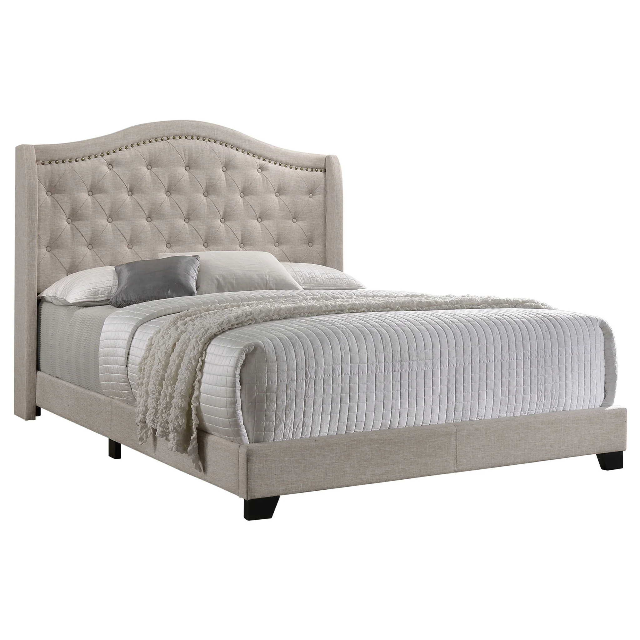 Sonoma Upholstered Full Wingback Bed Beige - Image 3