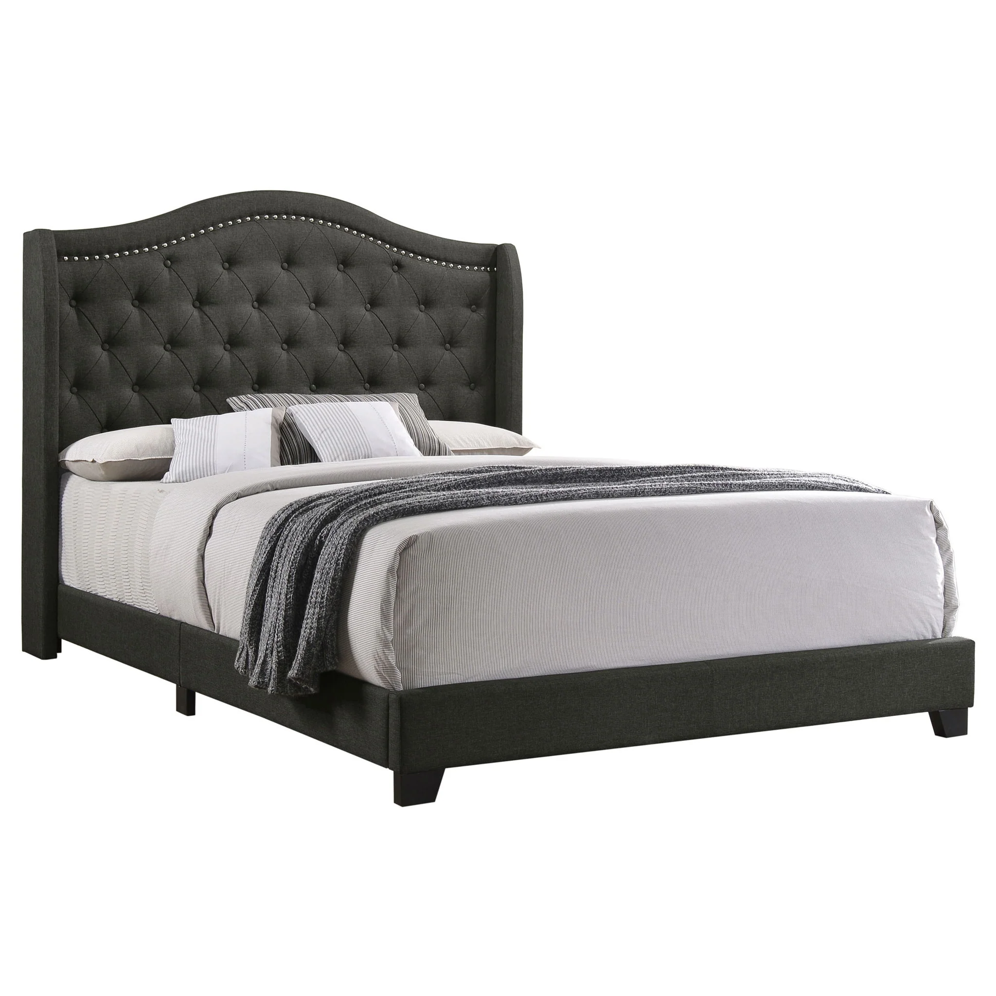 Sonoma Upholstered Full Wingback Bed Grey - Image 2