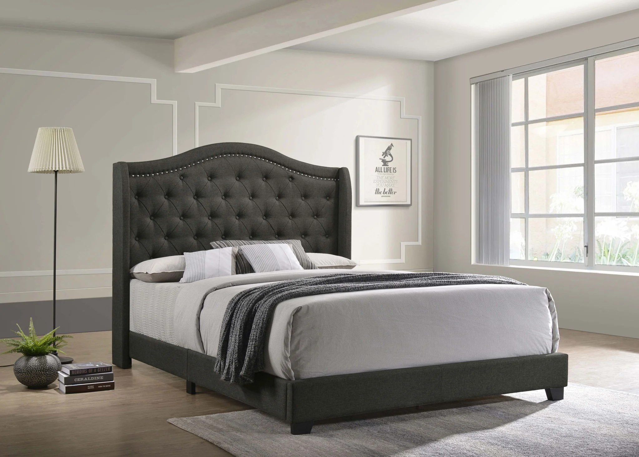 Sonoma Upholstered Full Wingback Bed Grey - Image 3
