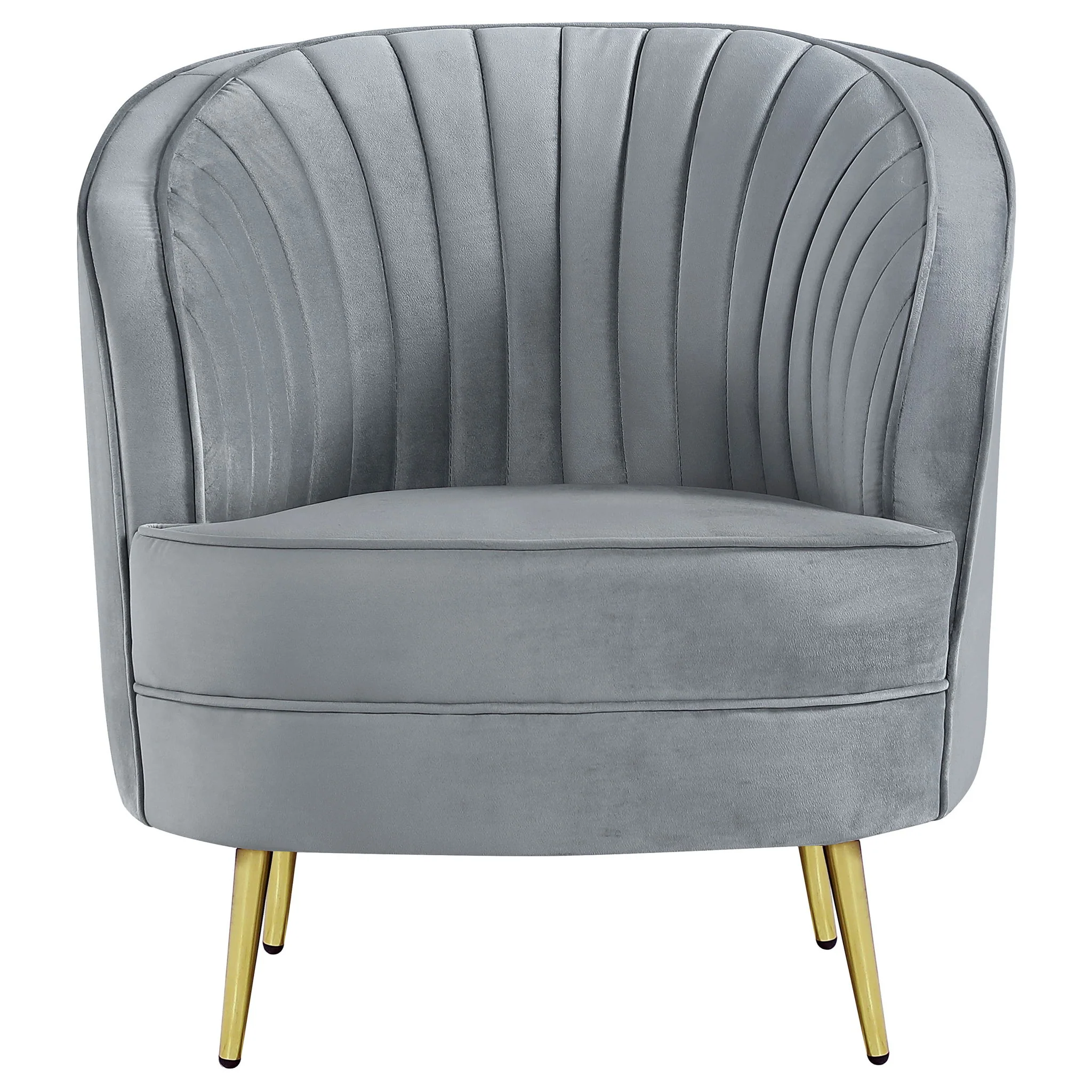 Sophia Upholstered Channel Tufted Barrel Accent Chair Grey - Image 4